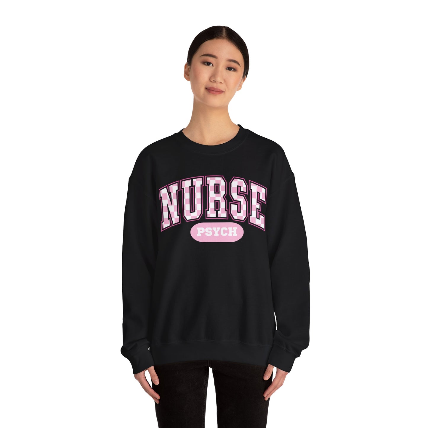 Psych Nurse Retro Checkered Varsity Letter Nurse Sweatshirt