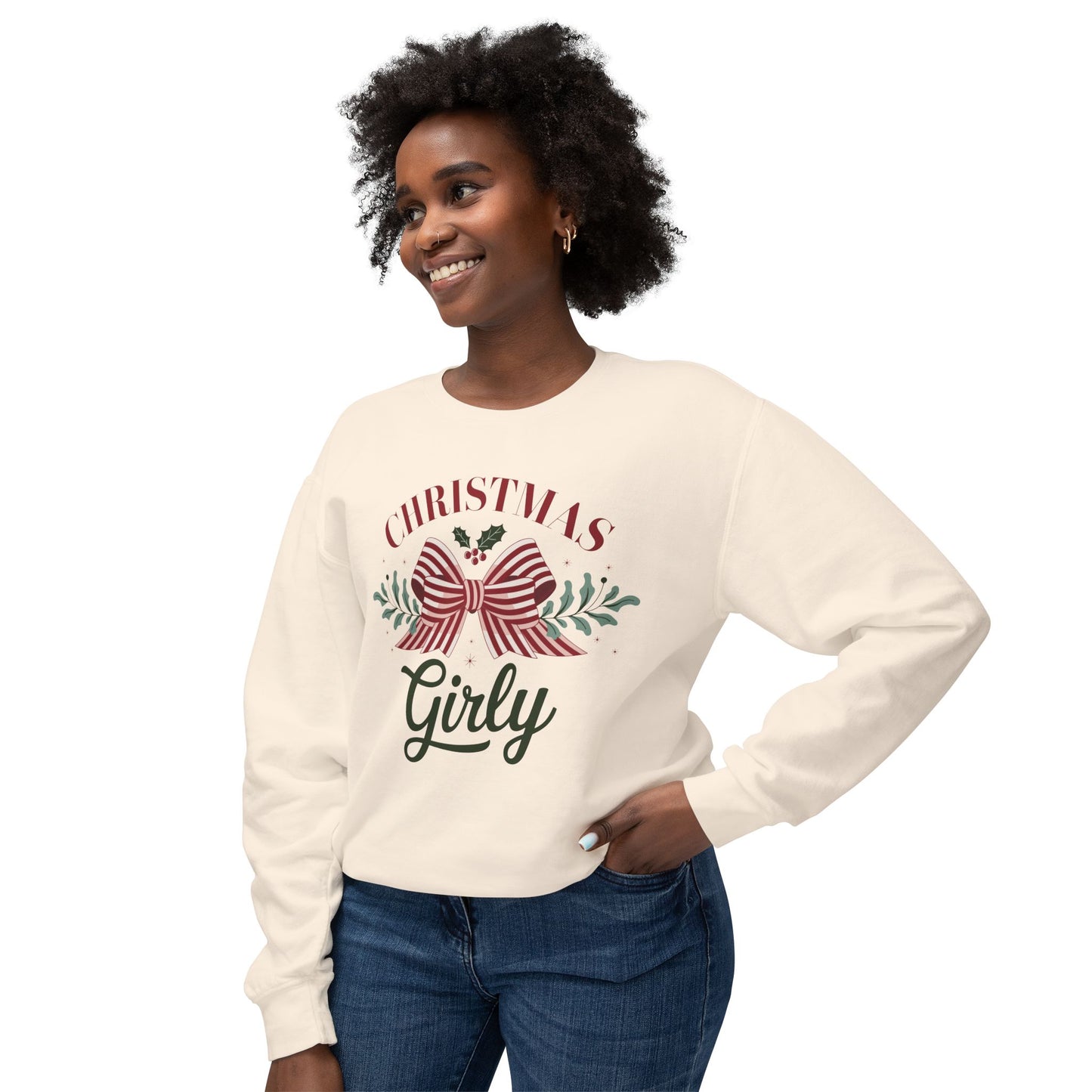 Christmas Girly, Cute Christmas comfort colors sweatshirt