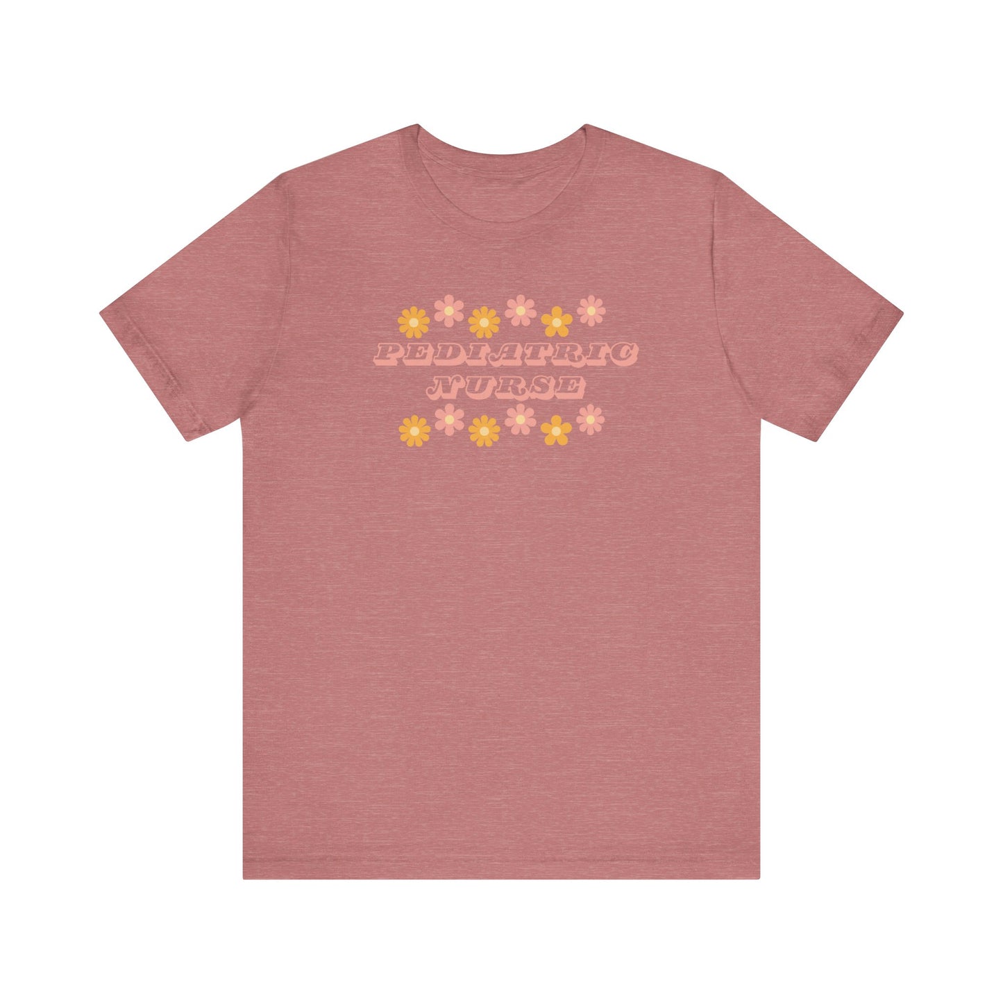 Retro flower power pediatric nurse Bella canvas tshirt, cute spring summer nurse shirt