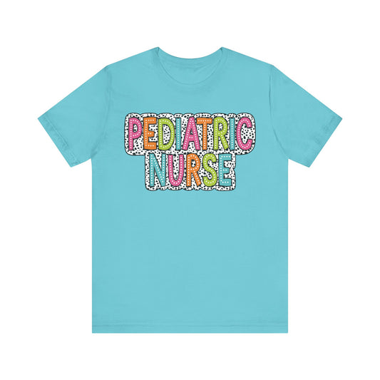 Polka dot pediatric nurse shirt, cute and bright tshirt
