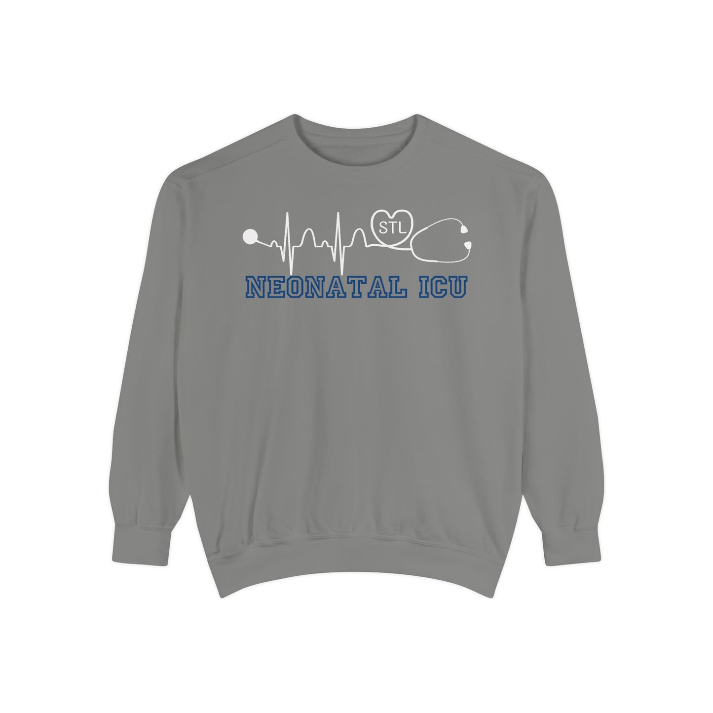 NICU STL EKG Comfort colors sweatshirt, cozy simple varsity letters EKG STL Heart Sweatshirt
