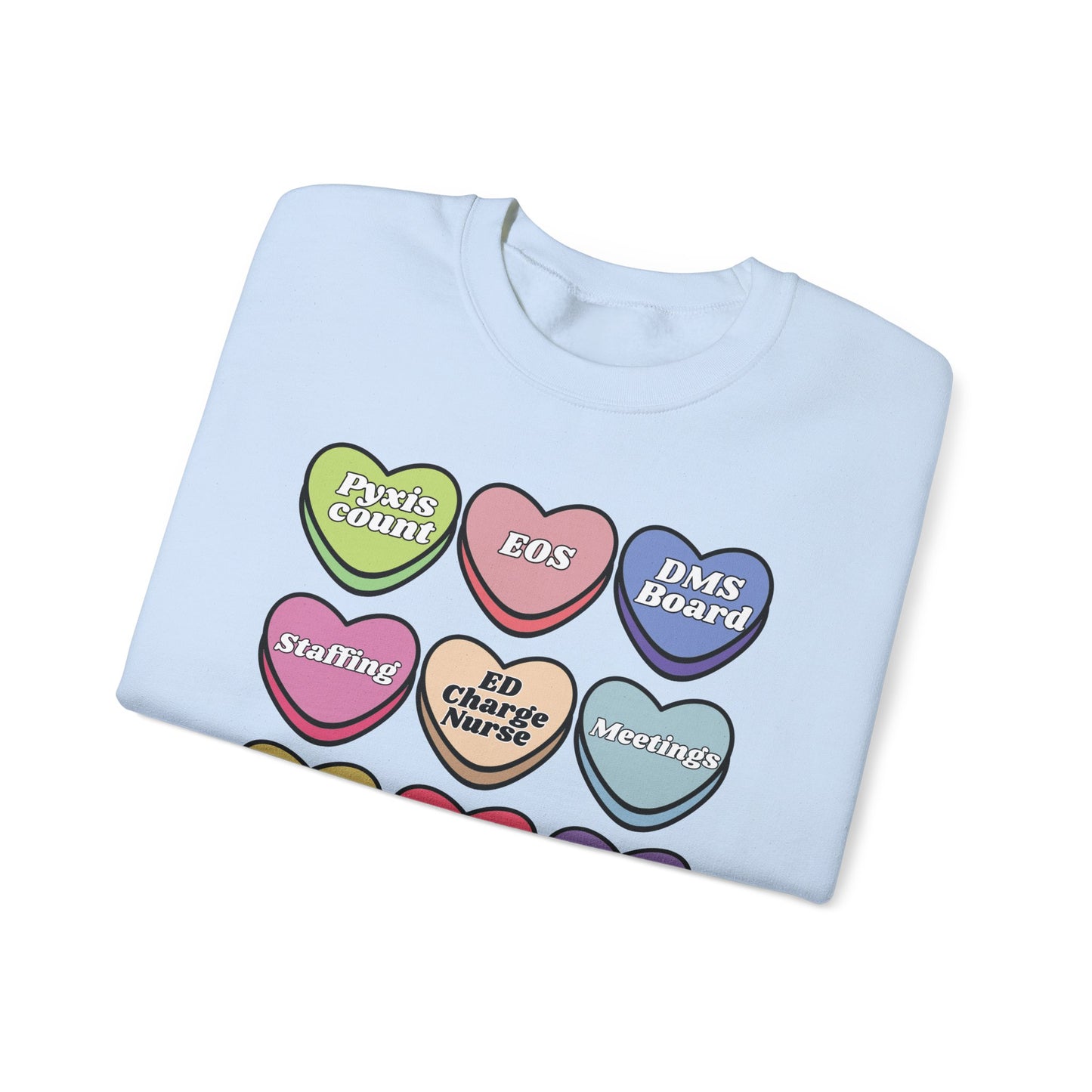 ED Charge Candy heart sweatshirt, perfect for Valentines Day ! Customize for your unit !