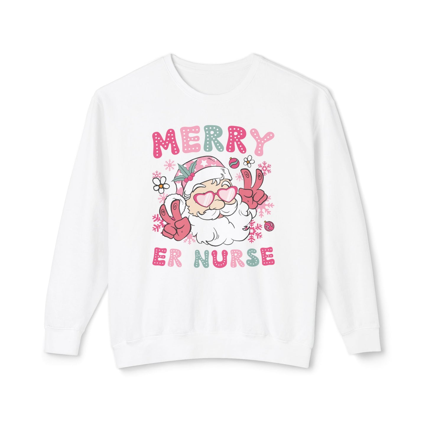 Christmas ER nurse sweatshirt, retro Santa, merry sweatshirt, comfort colors, gift for nurse, work holiday sweatshirt