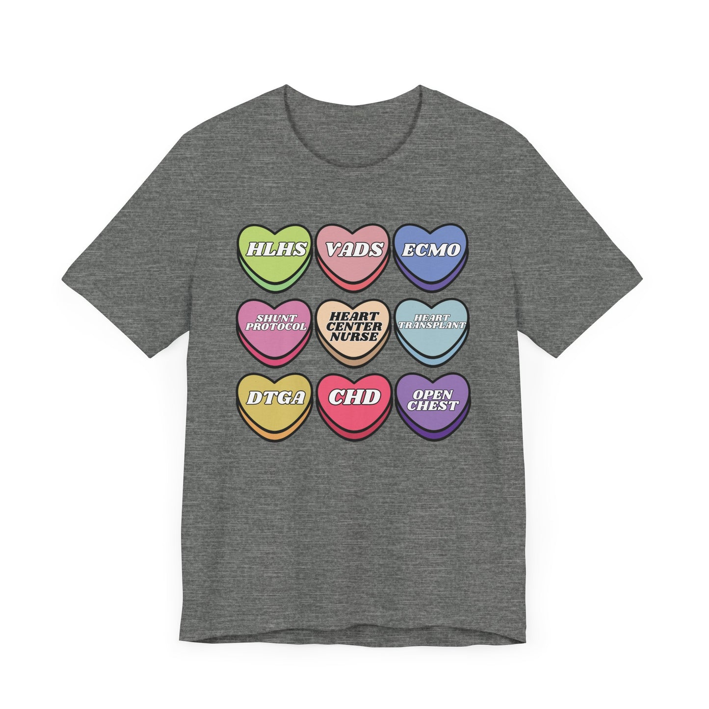 Heart Center Nurse Valentine’s Day comfy Bella Canvas T shirt , Cute Candy Heart Sayings, match your coworkers this Valentine’s Day