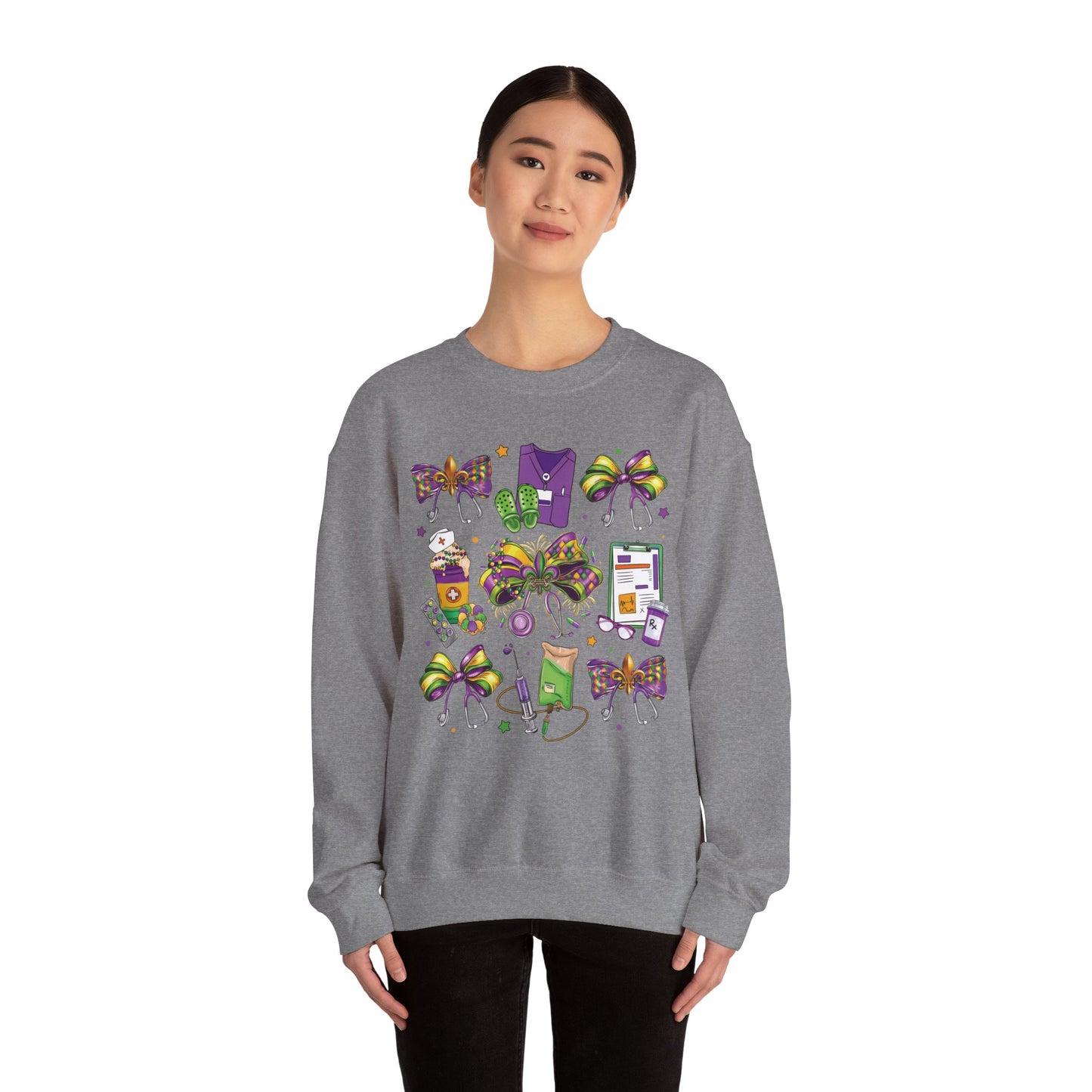 Mardi Gras Nurse Gildan Sweatshirt