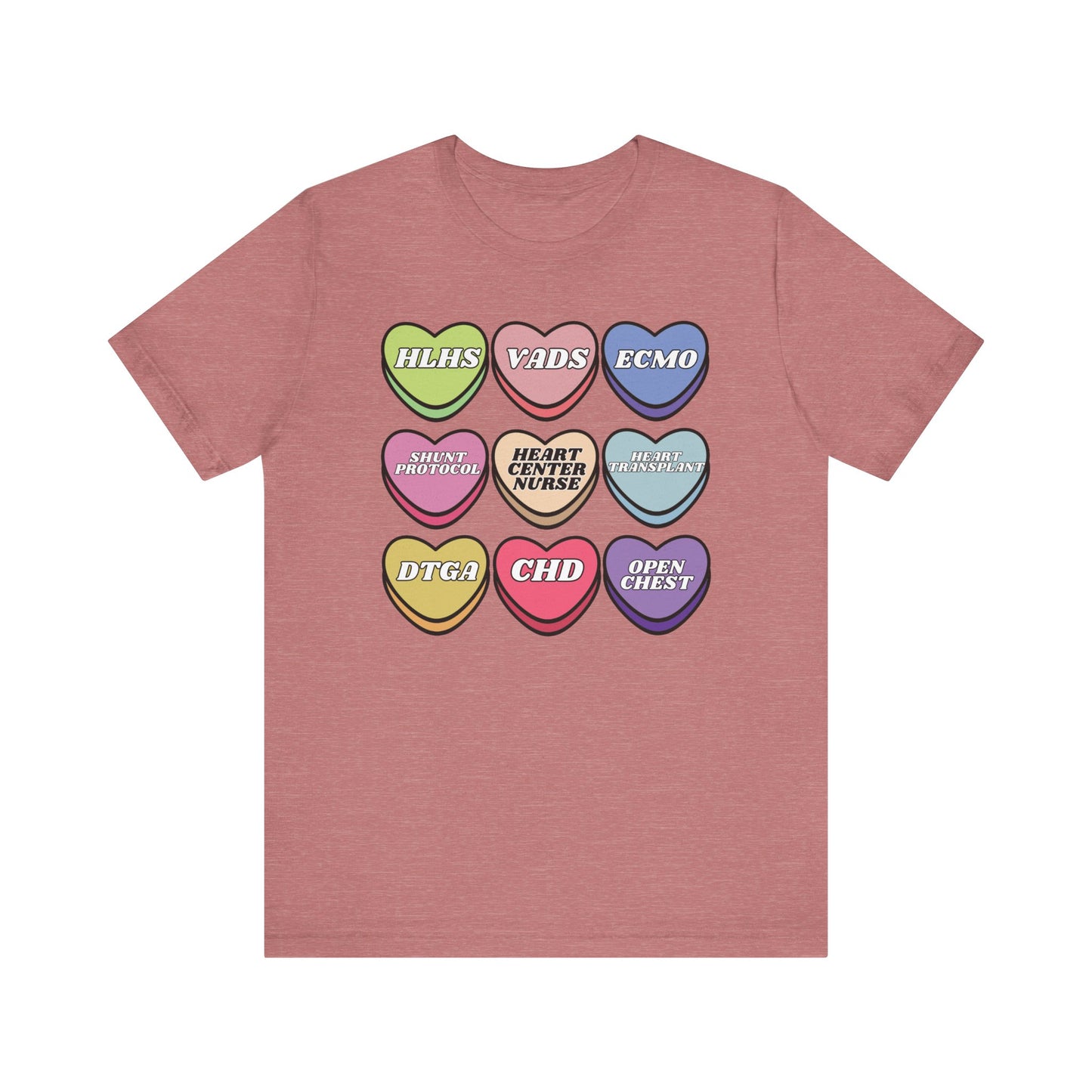 Heart Center Nurse Valentine’s Day comfy Bella Canvas T shirt , Cute Candy Heart Sayings, match your coworkers this Valentine’s Day