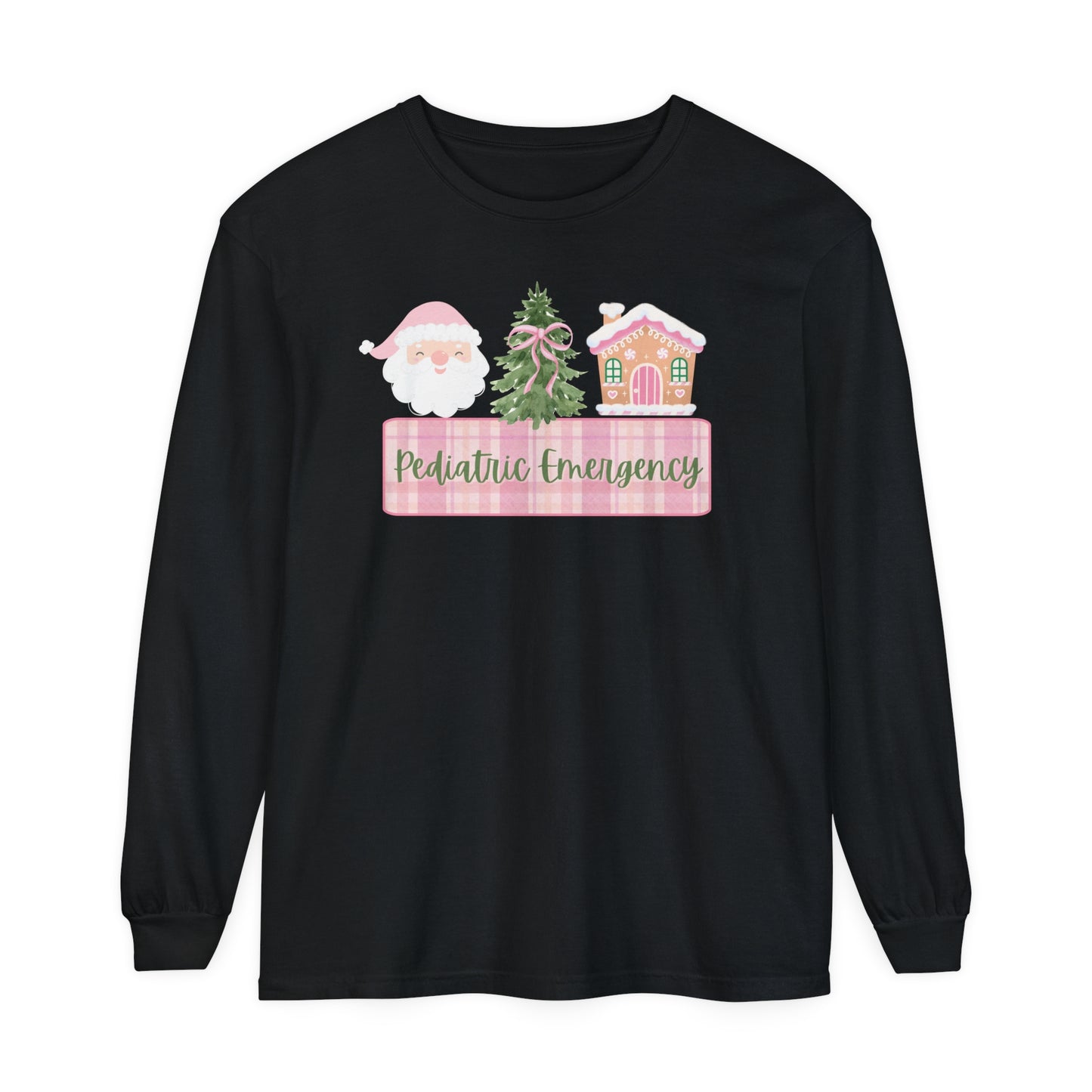 Pediatric Emergency Nurse Christmas Shirt, Comfort Colors Long Sleeve, Pink Christmas Pediatric Nurse, gift for any Peds nurse!