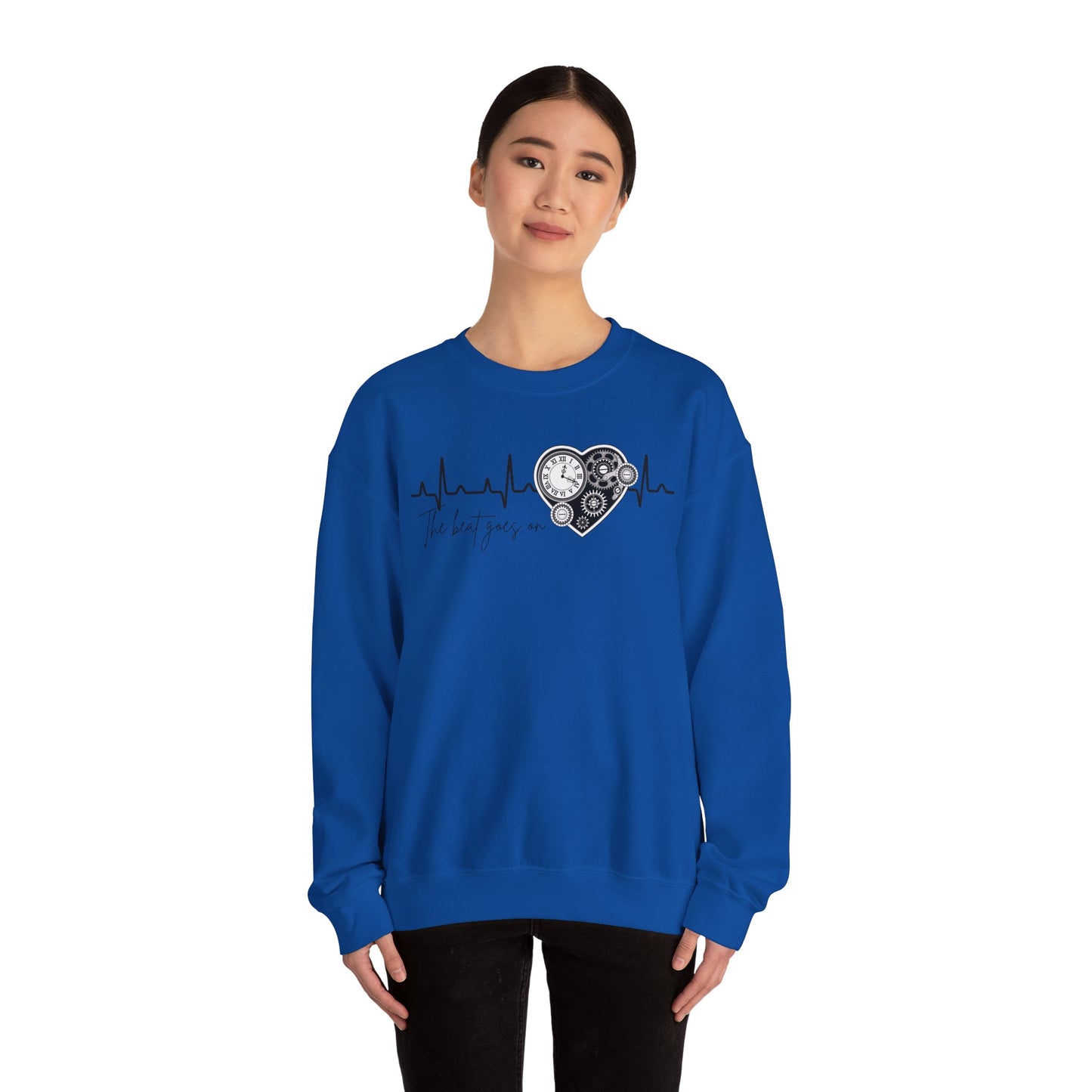 The beat goes on cardiology sweatshirt, cute and cozy mechanical heart gildan sweatshirt