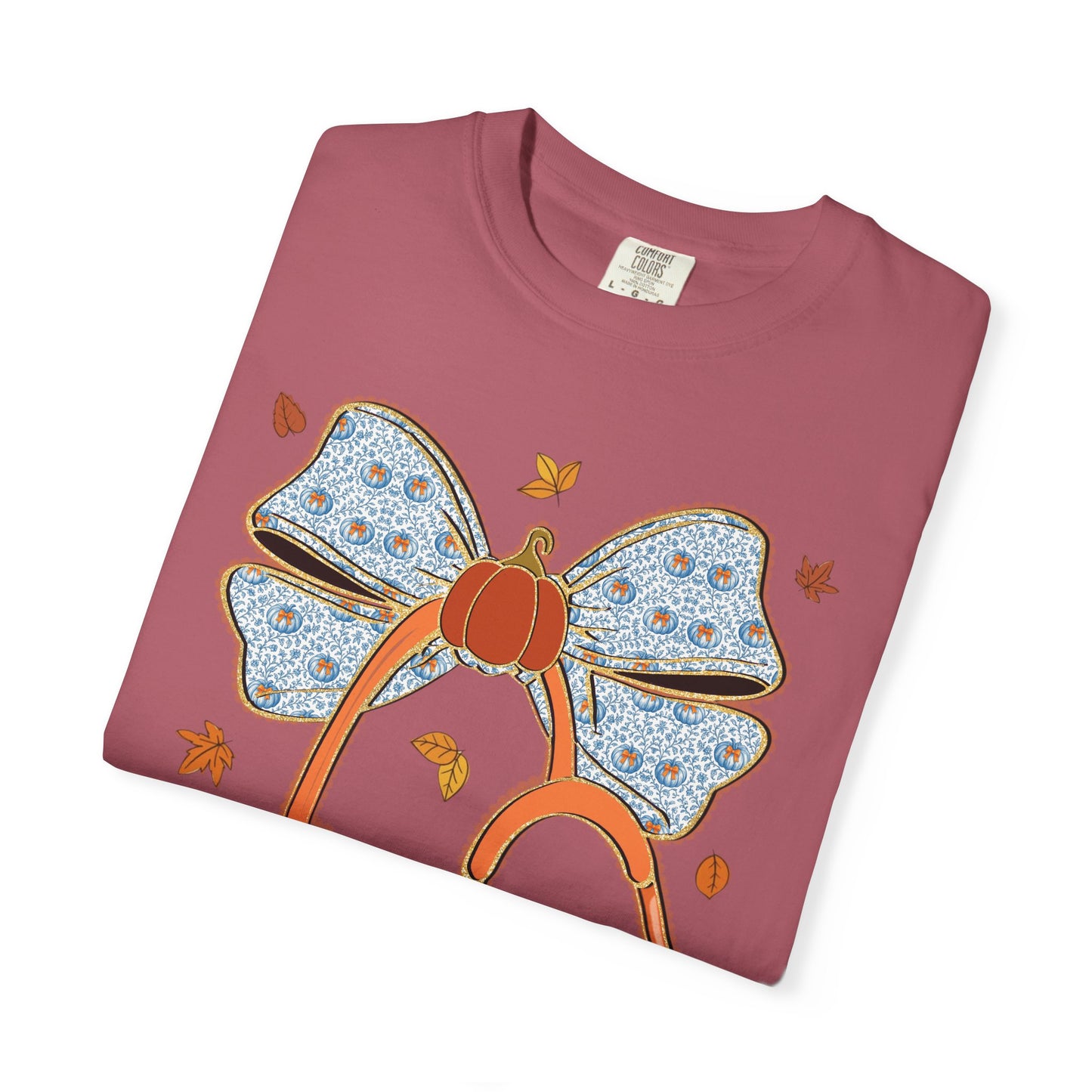 Stethoscope Bow PedsNurse Stethoscope heart, fall shirt, gift for nurse,cute holiday shirt, comfort colors, thanksgiving shirt