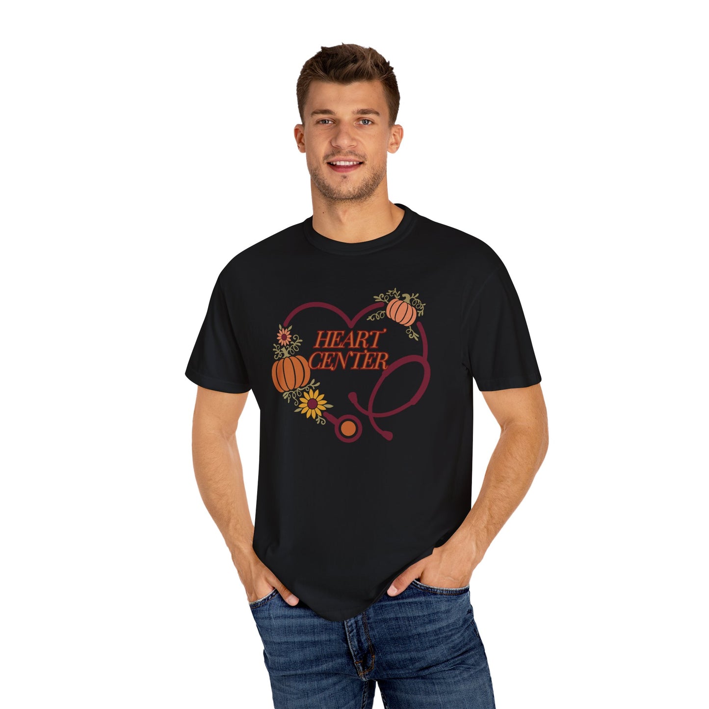 Fall heart center  Stethoscope heart, fall shirt, gift for nurse,cute holiday shirt, comfort colors, thanksgiving shirt