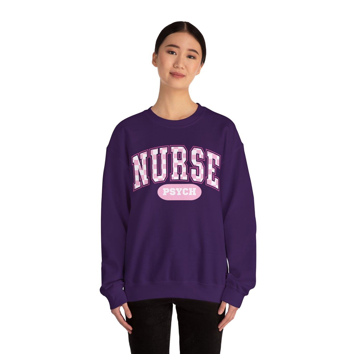 Psych Nurse Retro Checkered Varsity Letter Nurse Sweatshirt