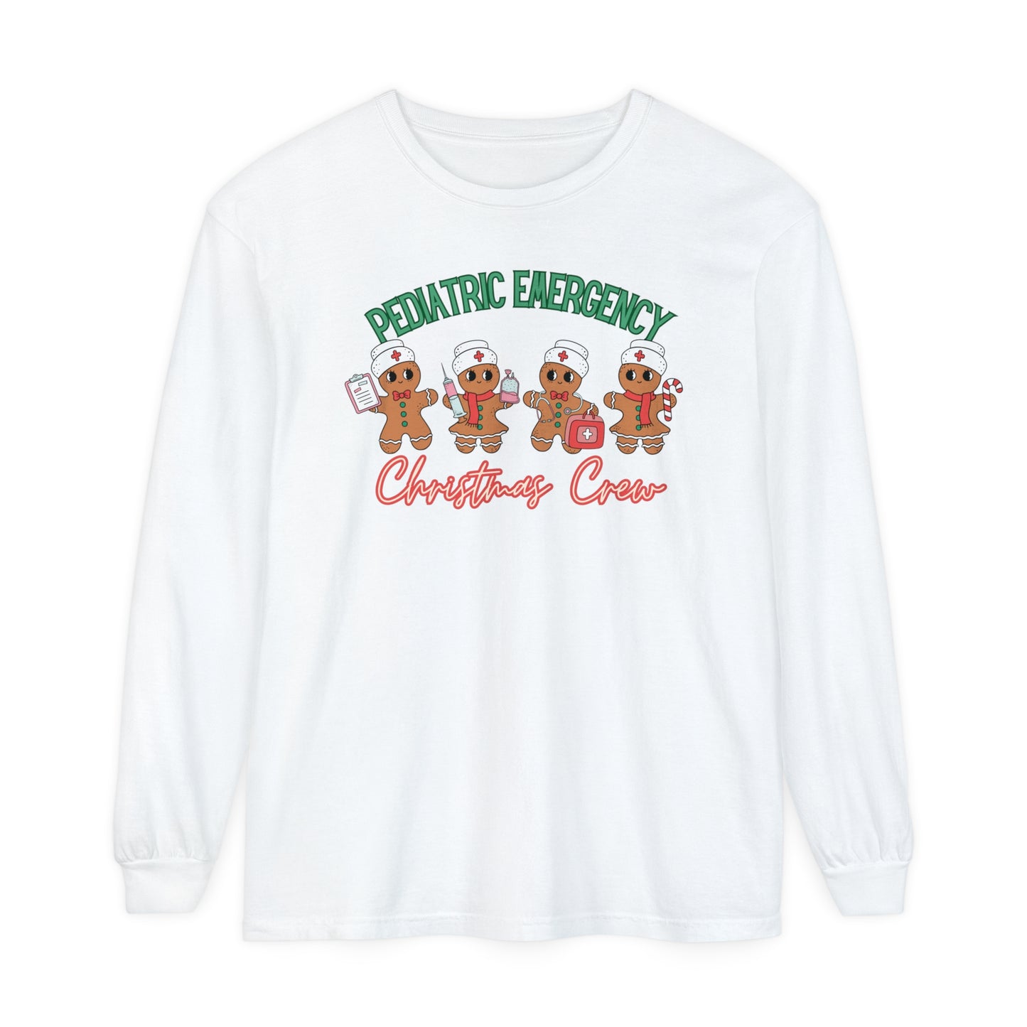 Pediatric Emergency Christmas Crew Gingerbread shirt, Christmas Long Sleeve Shirt, Nurse Christmas, comfort colors, Pediatric Department