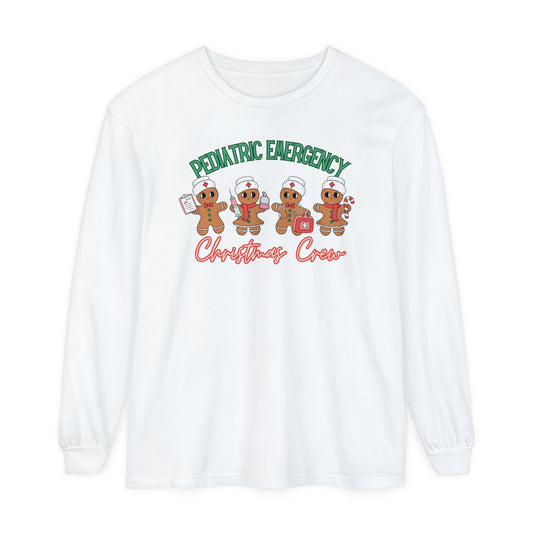 Pediatric Emergency Christmas Crew Gingerbread shirt, Christmas Long Sleeve Shirt, Nurse Christmas, comfort colors, Pediatric Department