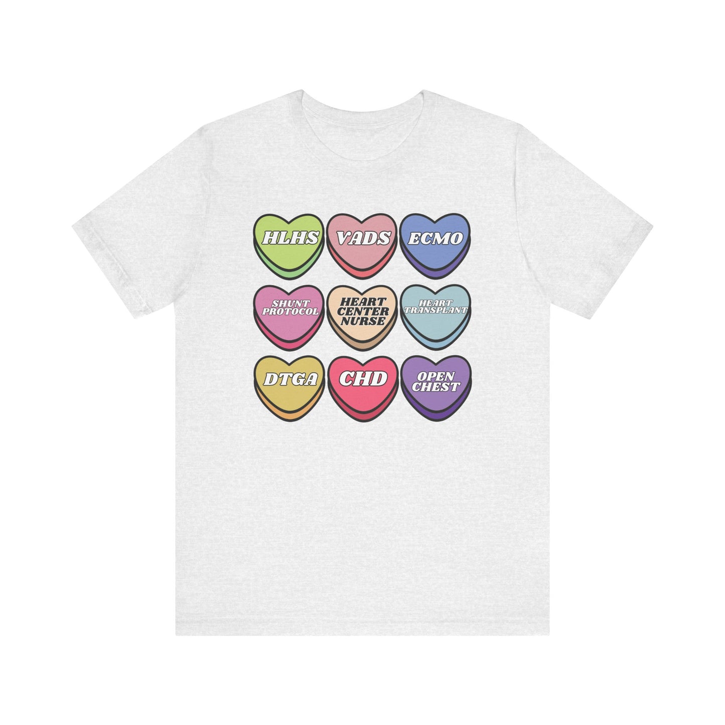 Heart Center Nurse Valentine’s Day comfy Bella Canvas T shirt , Cute Candy Heart Sayings, match your coworkers this Valentine’s Day