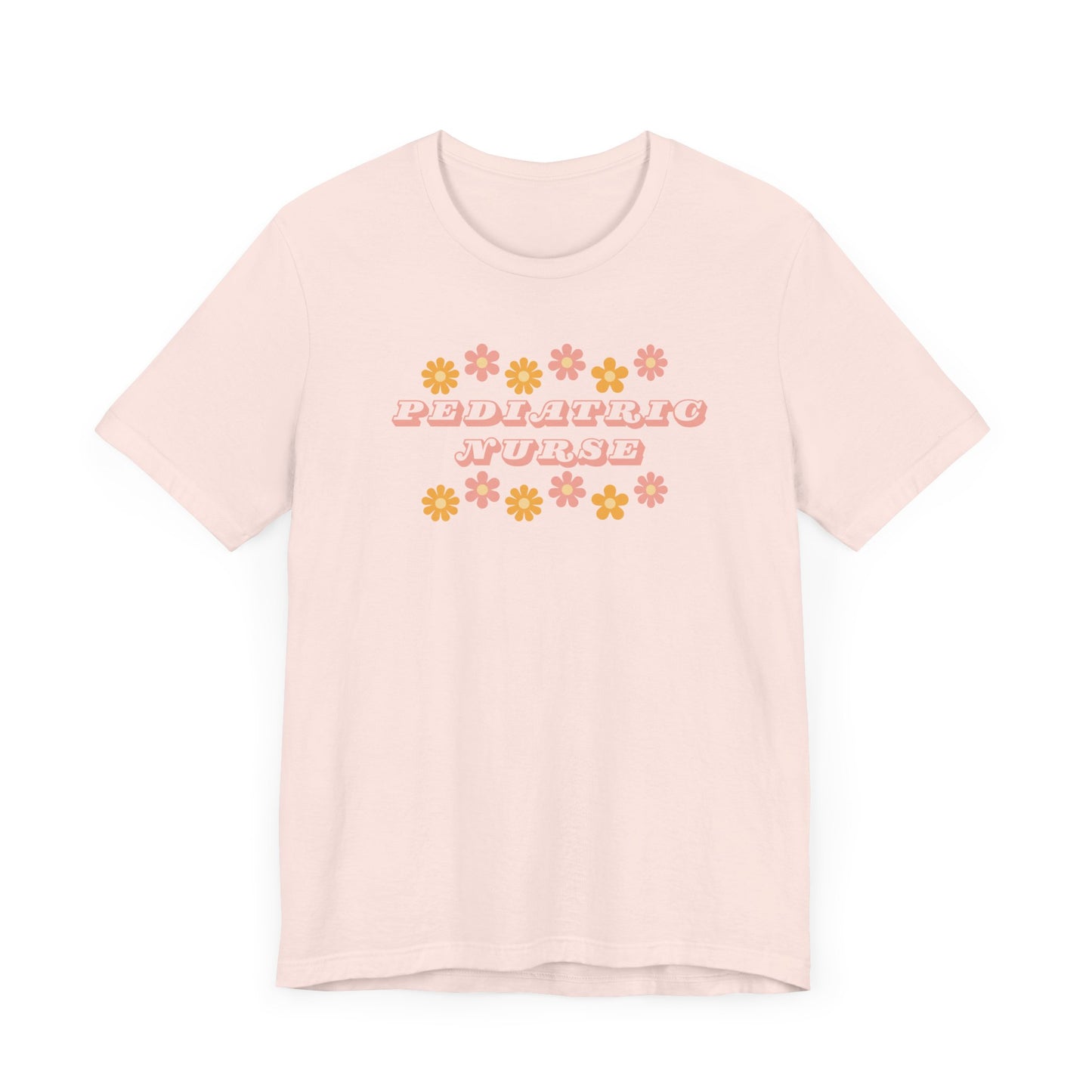 Retro flower power pediatric nurse Bella canvas tshirt, cute spring summer nurse shirt