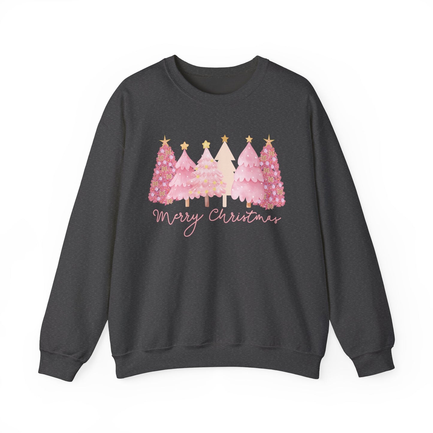 Cute pink Christmas Sweatshirt, beautiful pink and gold Christmas Trees