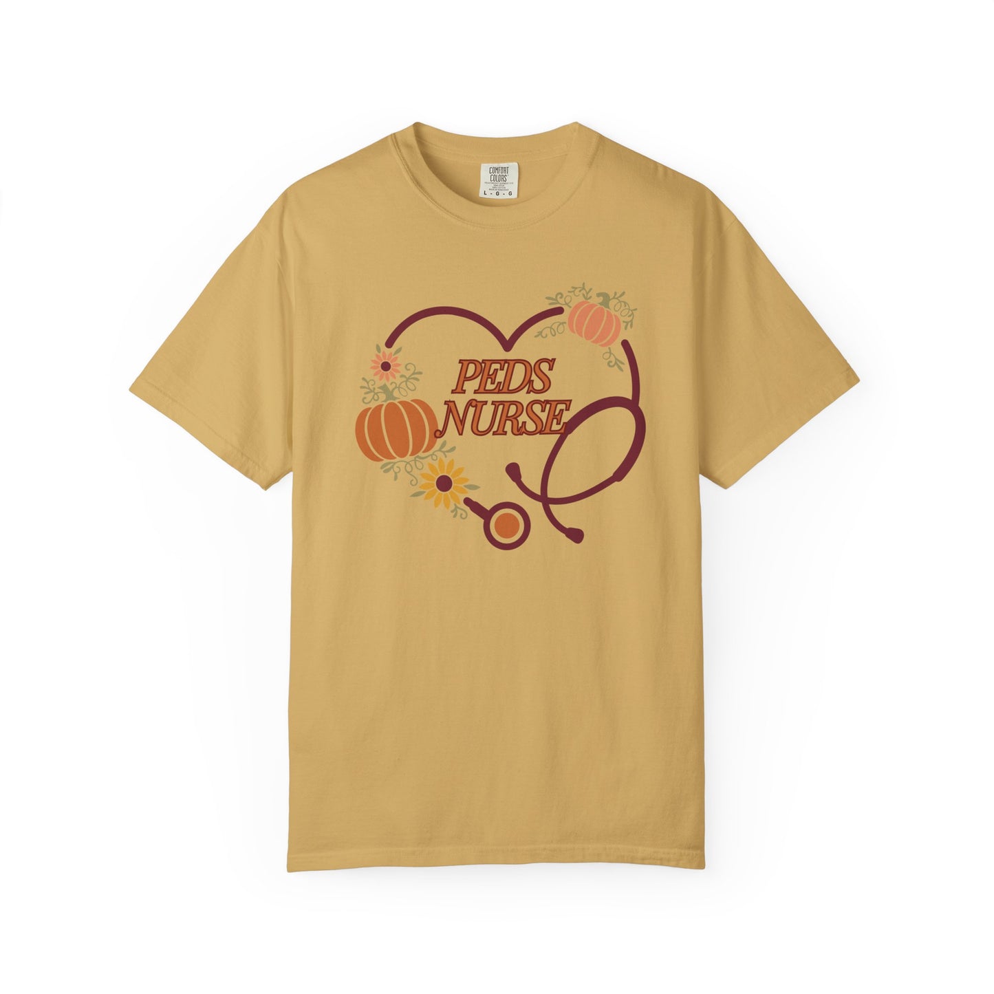 Fall PedsNurse Stethoscope heart, fall shirt, gift for nurse,cute holiday shirt, comfort colors, thanksgiving shirt