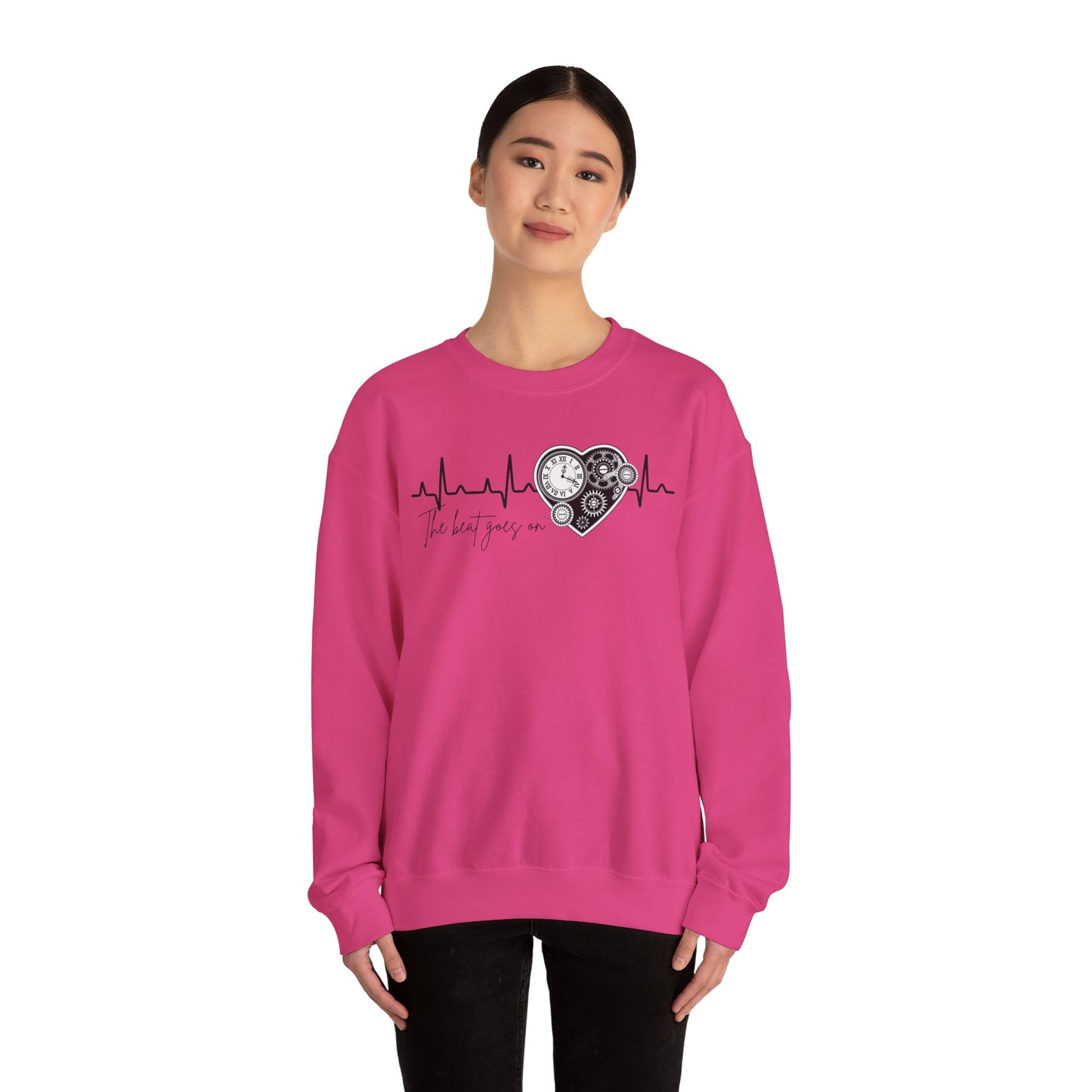 The beat goes on cardiology sweatshirt, cute and cozy mechanical heart gildan sweatshirt