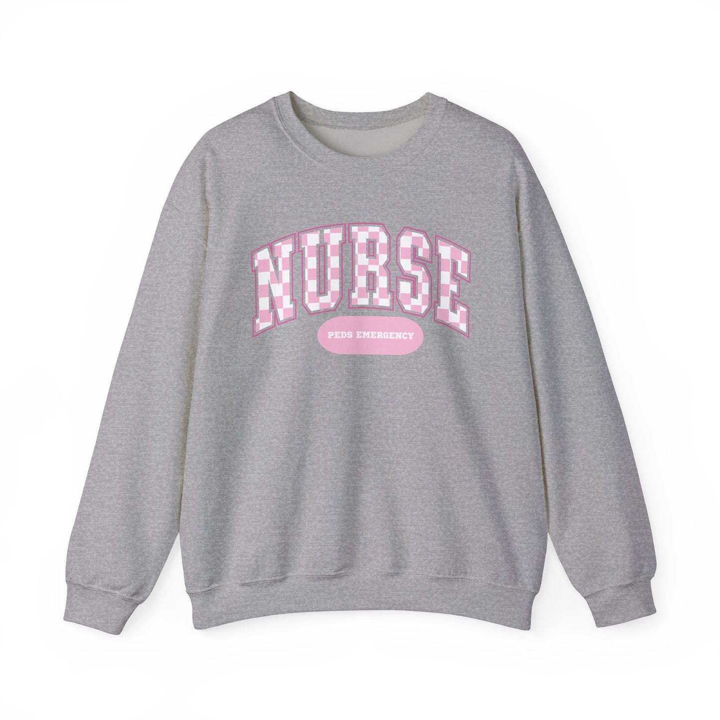 Retro Checkered Peds Emergency Varsity Letter Nurse Sweatshirt