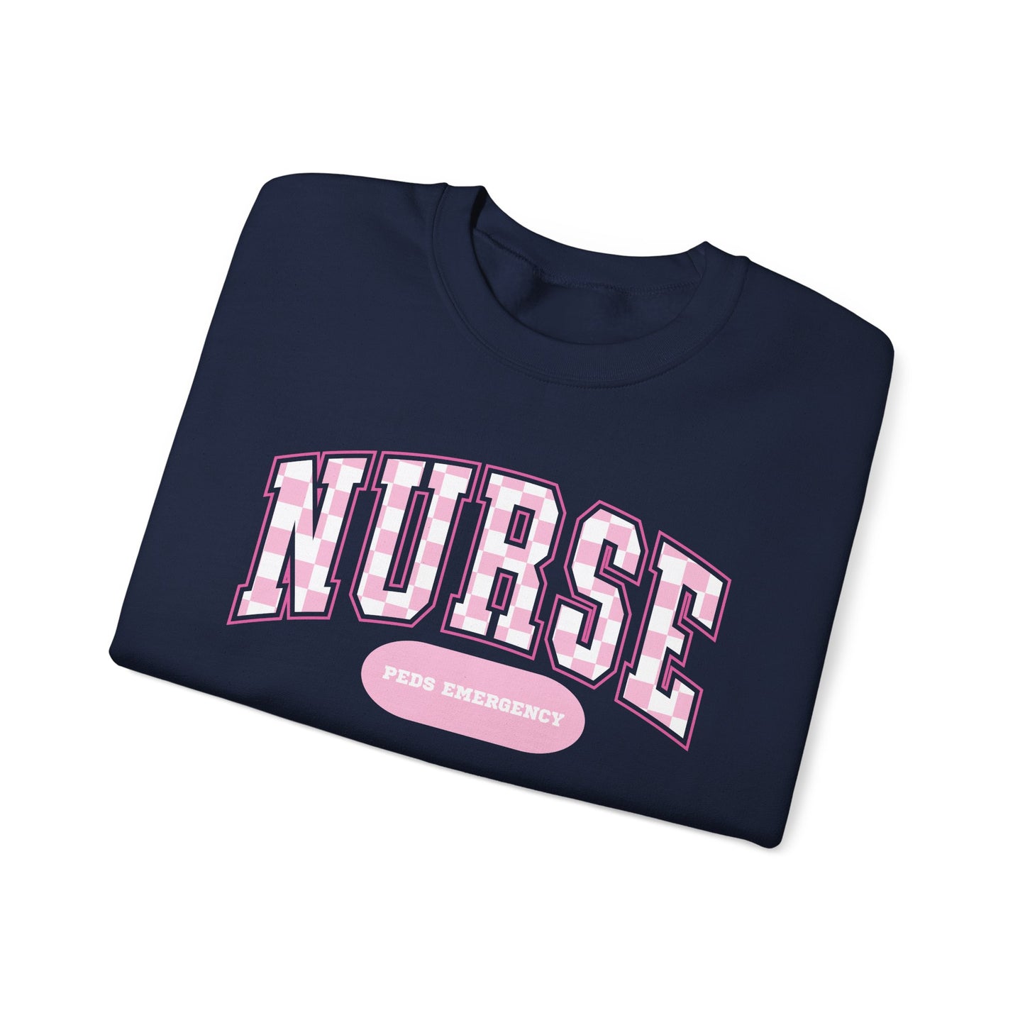 Retro Checkered Peds Emergency Varsity Letter Nurse Sweatshirt
