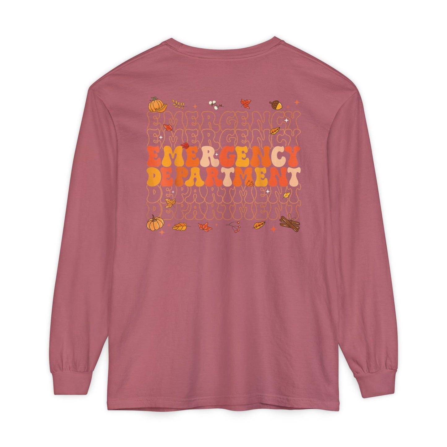 Turkey front ED sign, thanksgiving theme ED Nurse longsleeve , pediatric nurse shirt, comfort colors turkey nurse shirt, Peds nurse,fall nurse shirt