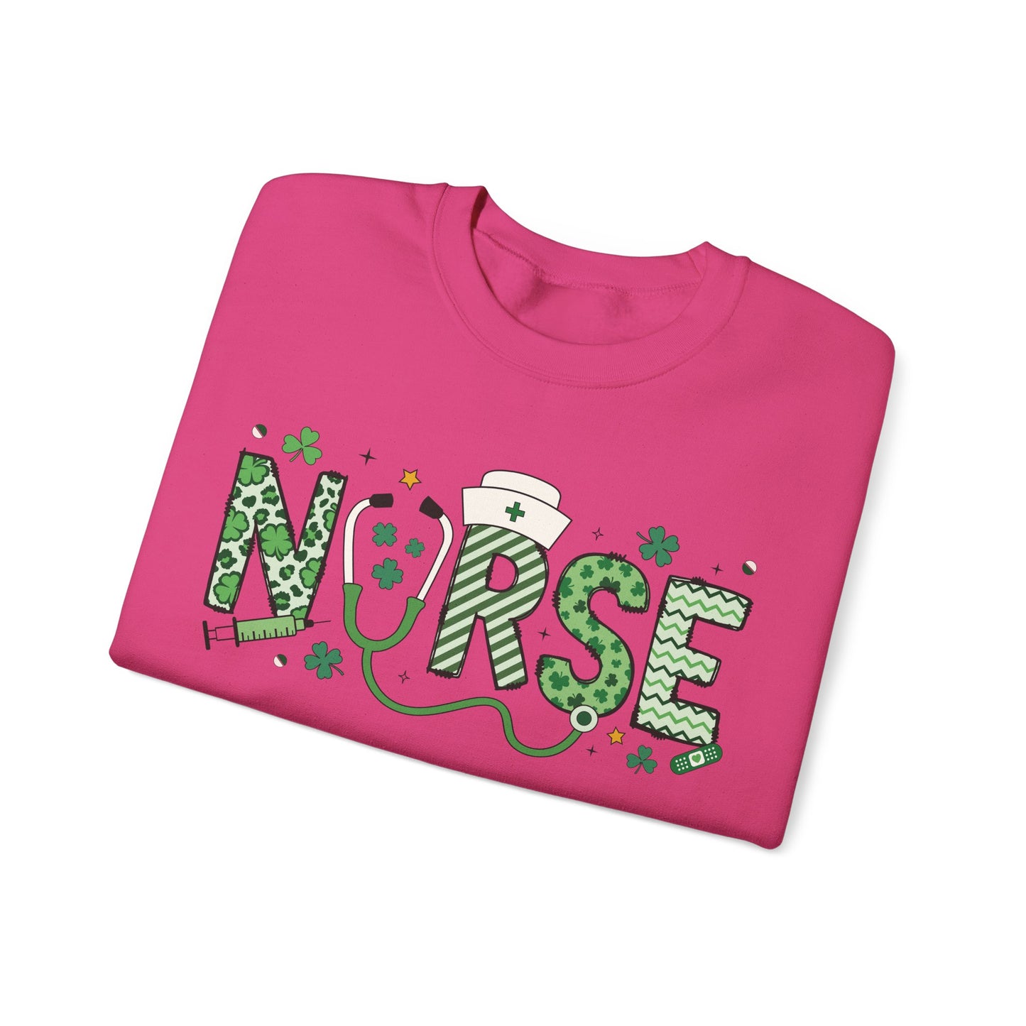 Festive Nurse St. Patricks Day Sweatshirt,  RN sweatershirt, ER Nurse, NICU Nurse, PICU nurse, clover, lucky nurse sweatshirt.