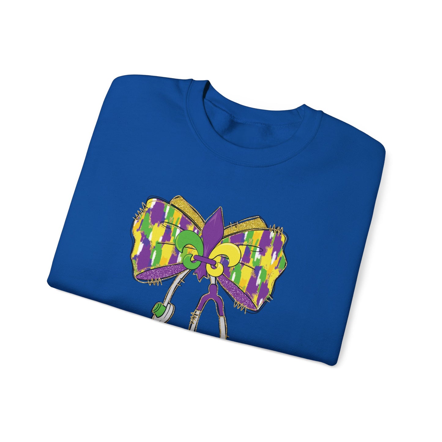 Mardi Gras  colorful bow Nurse Gildan Sweatshirt