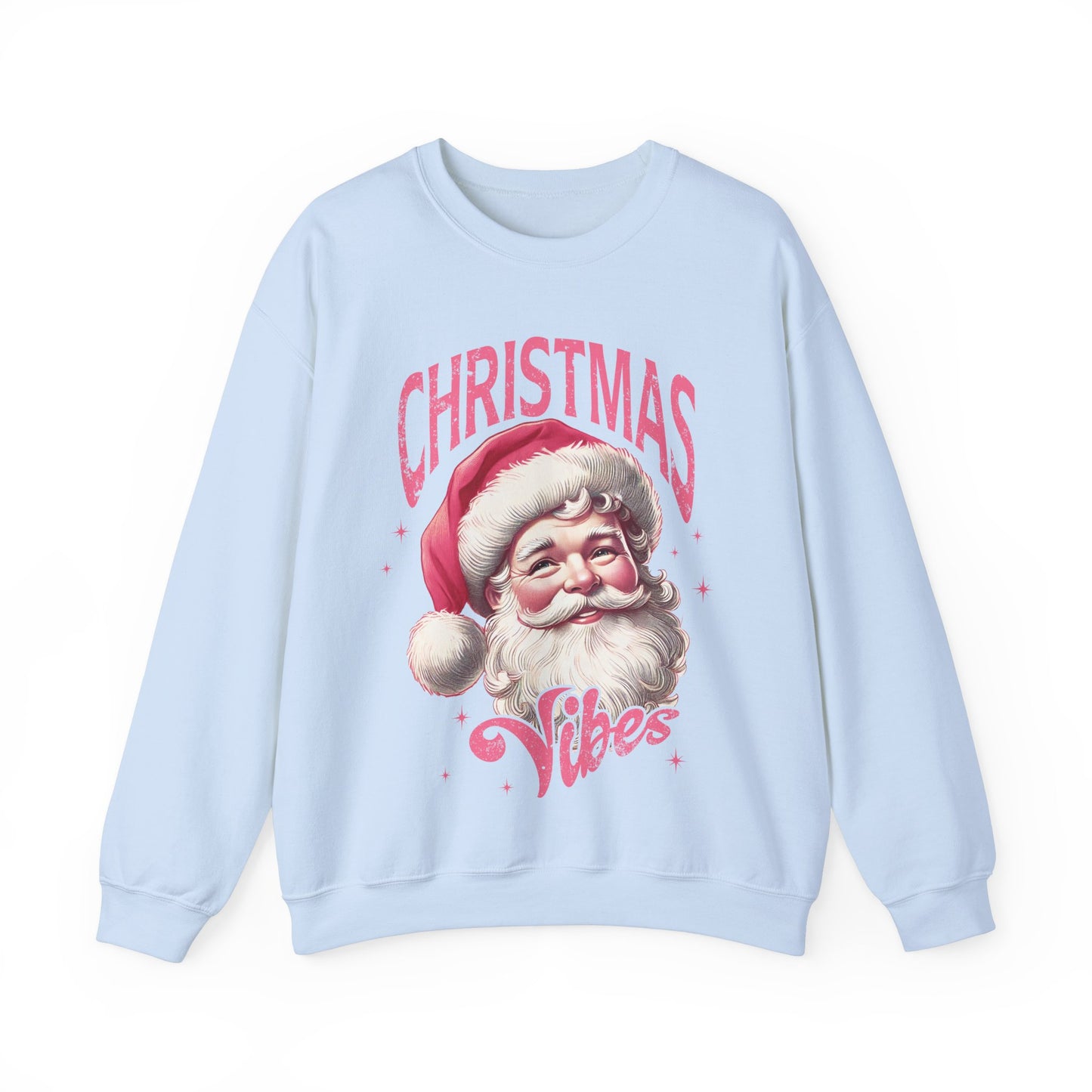 Pink Santa Christmas Vibes Sweatshirt, comfy cozy gildan sweatshirt