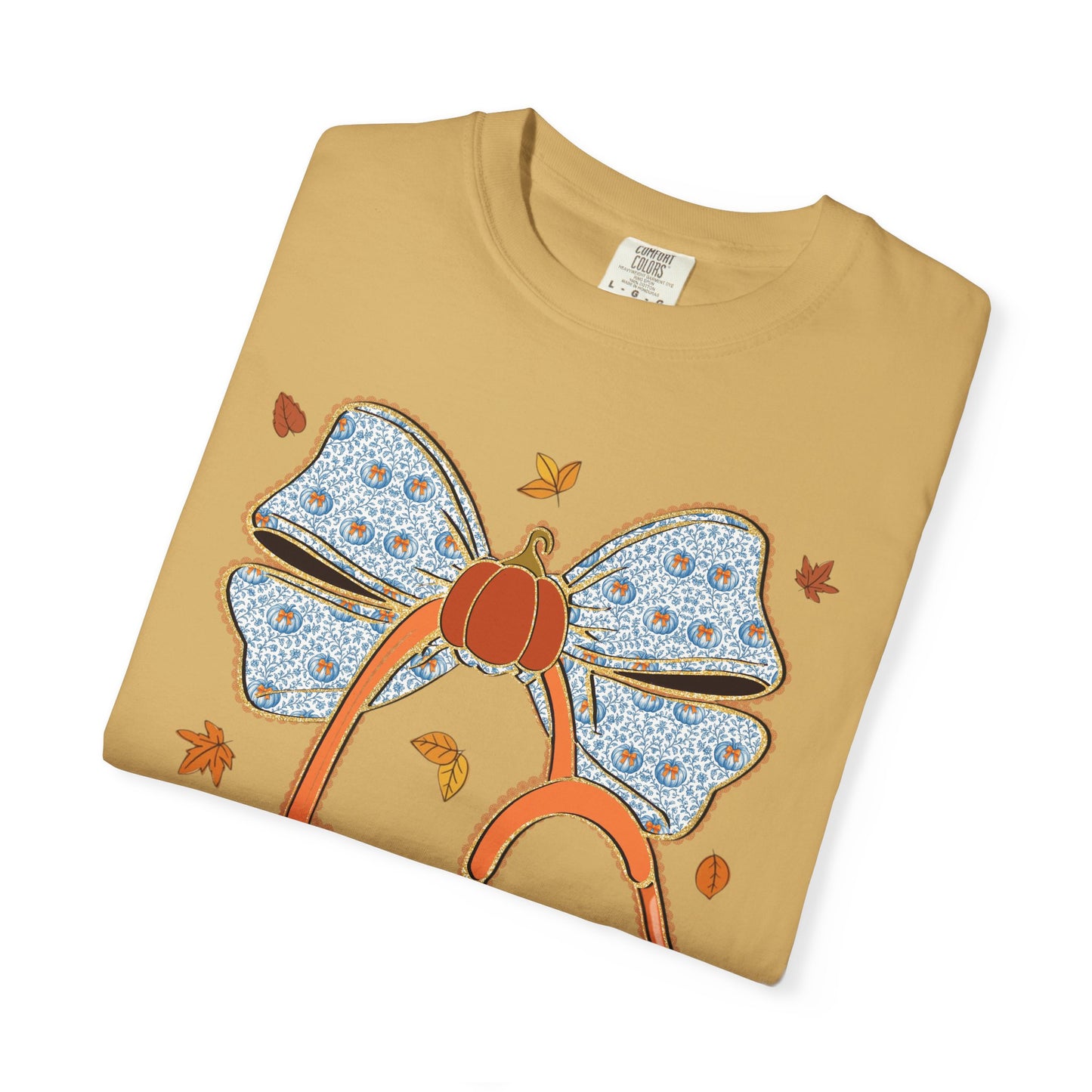 Stethoscope Bow PedsNurse Stethoscope heart, fall shirt, gift for nurse,cute holiday shirt, comfort colors, thanksgiving shirt