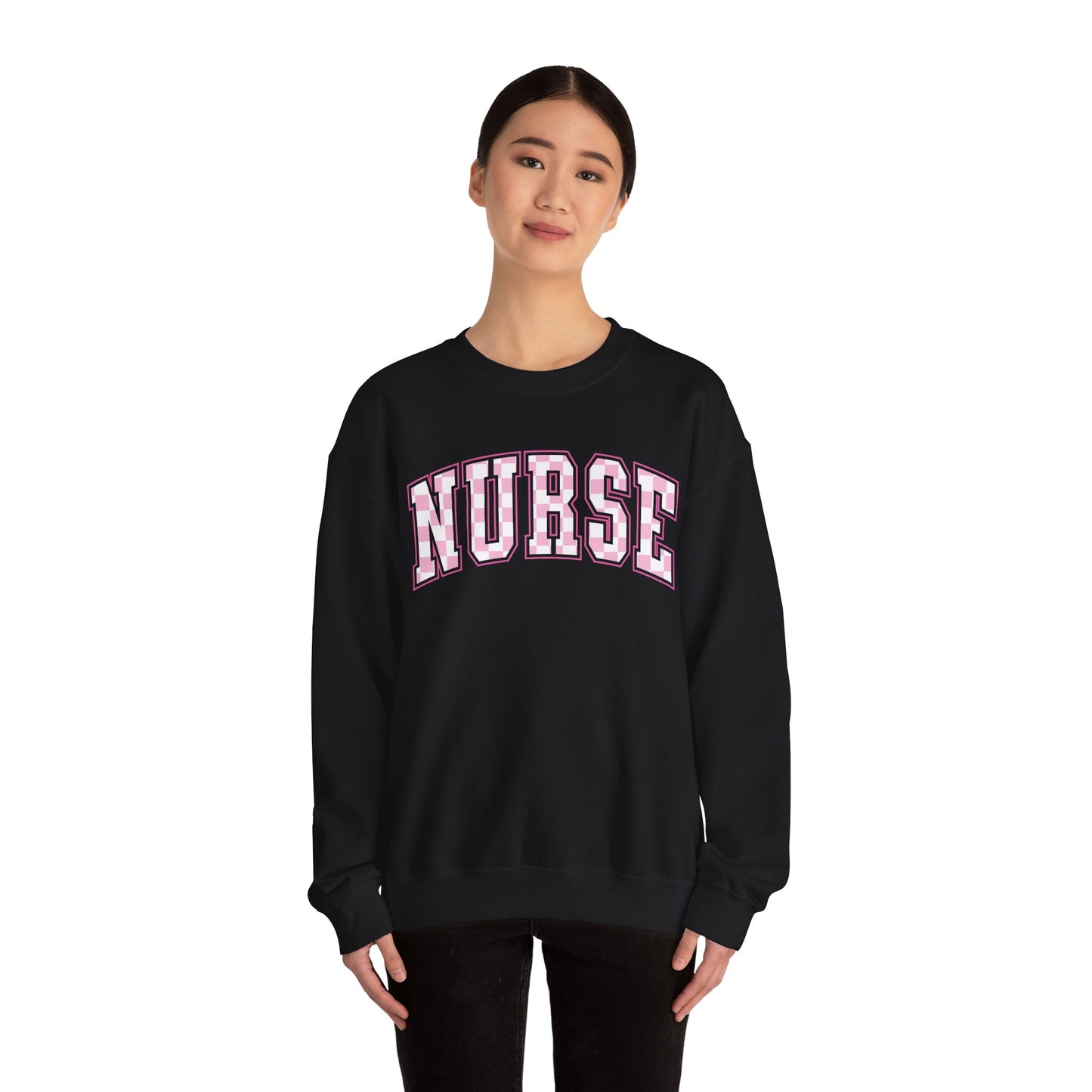 Retro Checkered Pink Nurse Gildan Sweatshirt