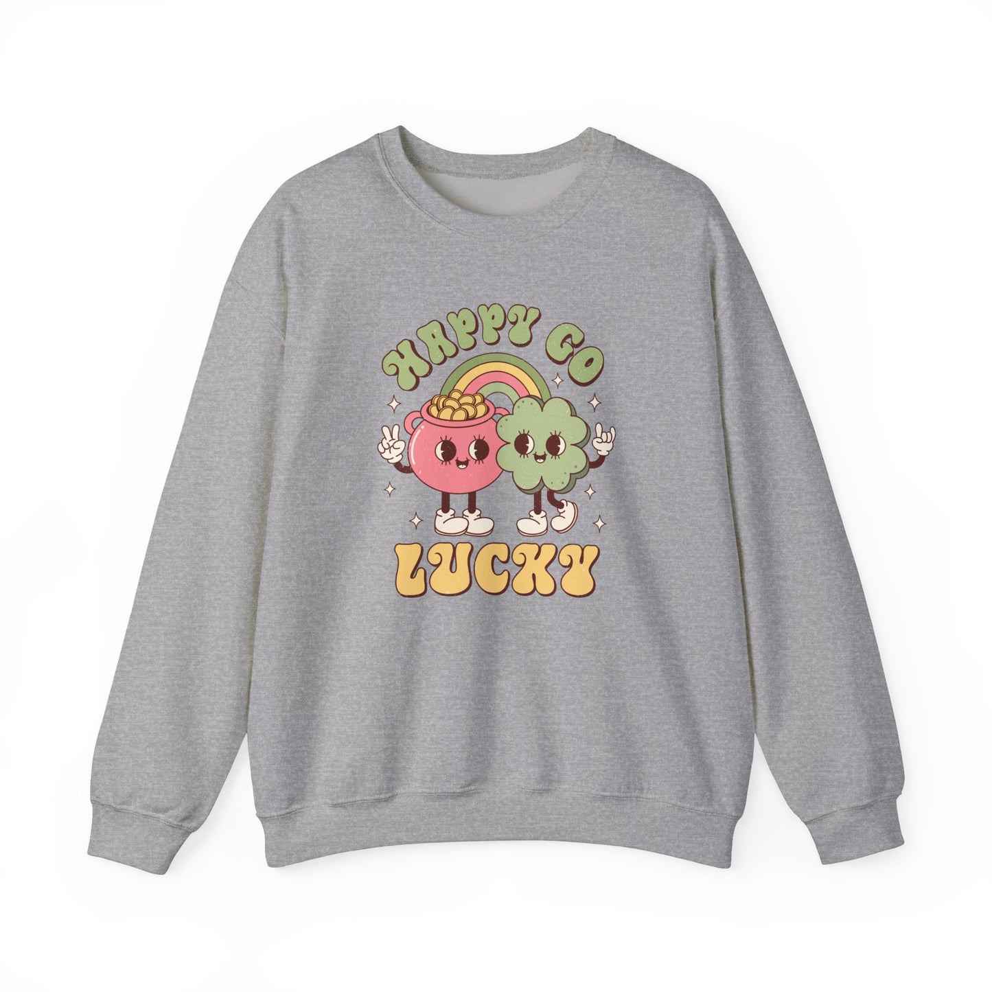 Happy Go Lucky St. Patricks Day sweatshirt, St. Pattys Nurse sweatshirt, ED RN, NICU, Teacher, Nurse Sweatshirt, Retro St. Pattys