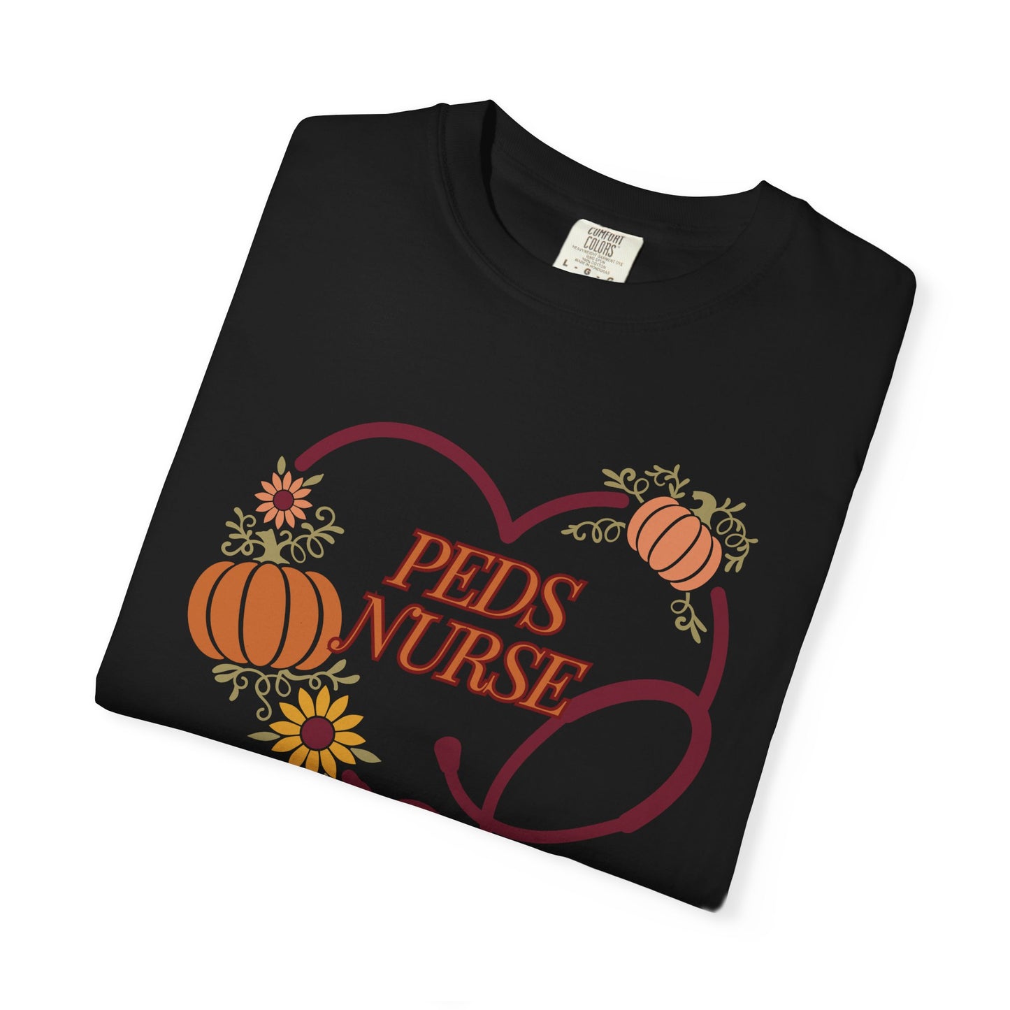 Fall PedsNurse Stethoscope heart, fall shirt, gift for nurse,cute holiday shirt, comfort colors, thanksgiving shirt