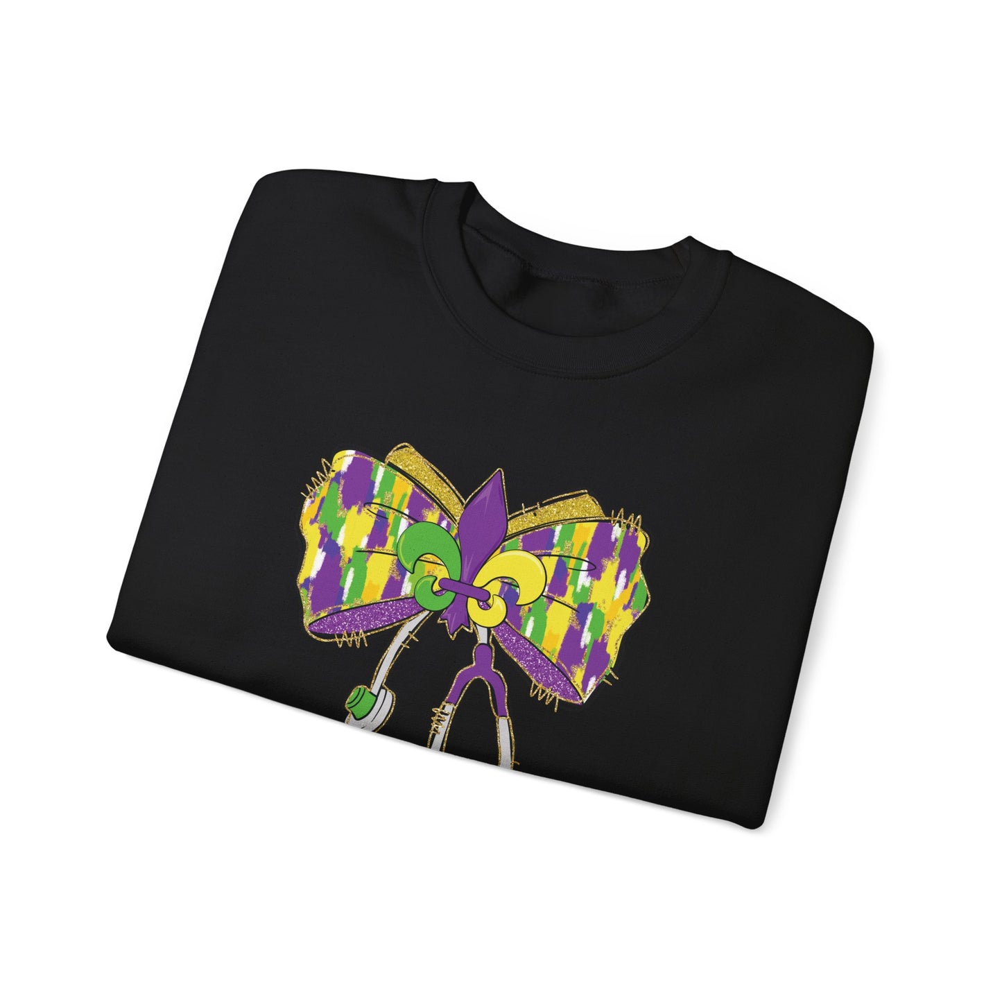 Mardi Gras  colorful bow Nurse Gildan Sweatshirt