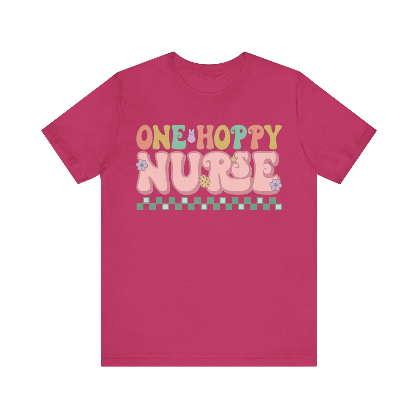One Hoppy Nurse Easter Women Shirt, Retro Chick, Nurse shirt, teacher shirt, Easter nurse, punny shirt, funny woman shirt.