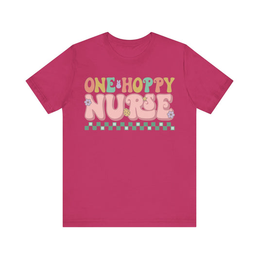 One Hoppy Nurse Easter Women Shirt, Retro Chick, Nurse shirt, teacher shirt, Easter nurse, punny shirt, funny woman shirt.