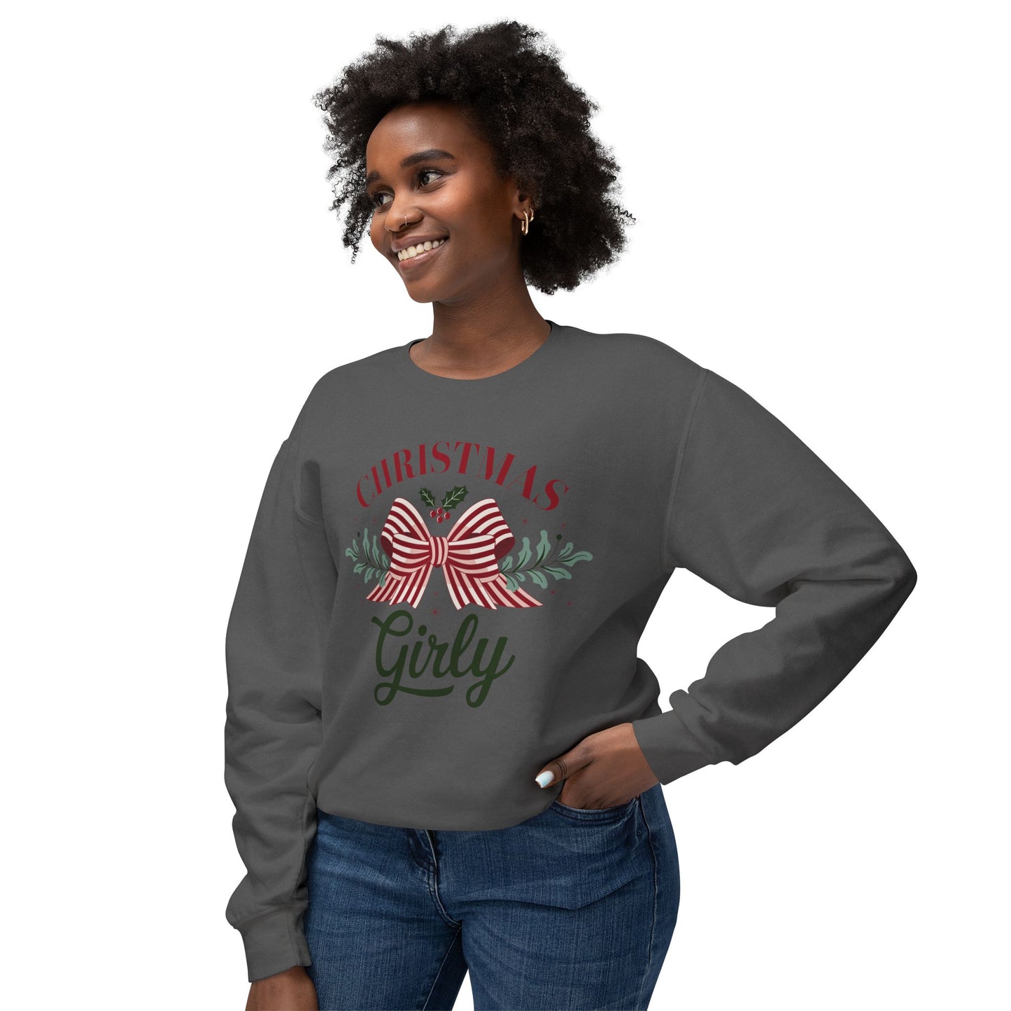 Christmas Girly, Cute Christmas comfort colors sweatshirt