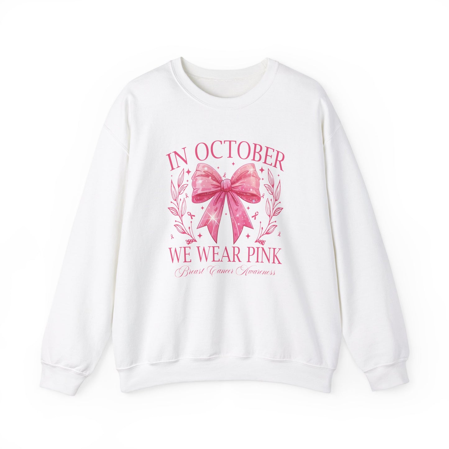 Cute pink pumpkin, In October we wear pink !Gildan cozy Breast Cancer Awareness Ghost Sweatshirt, In October We Wear Pink, cozy sweatshirt to support breast cancer