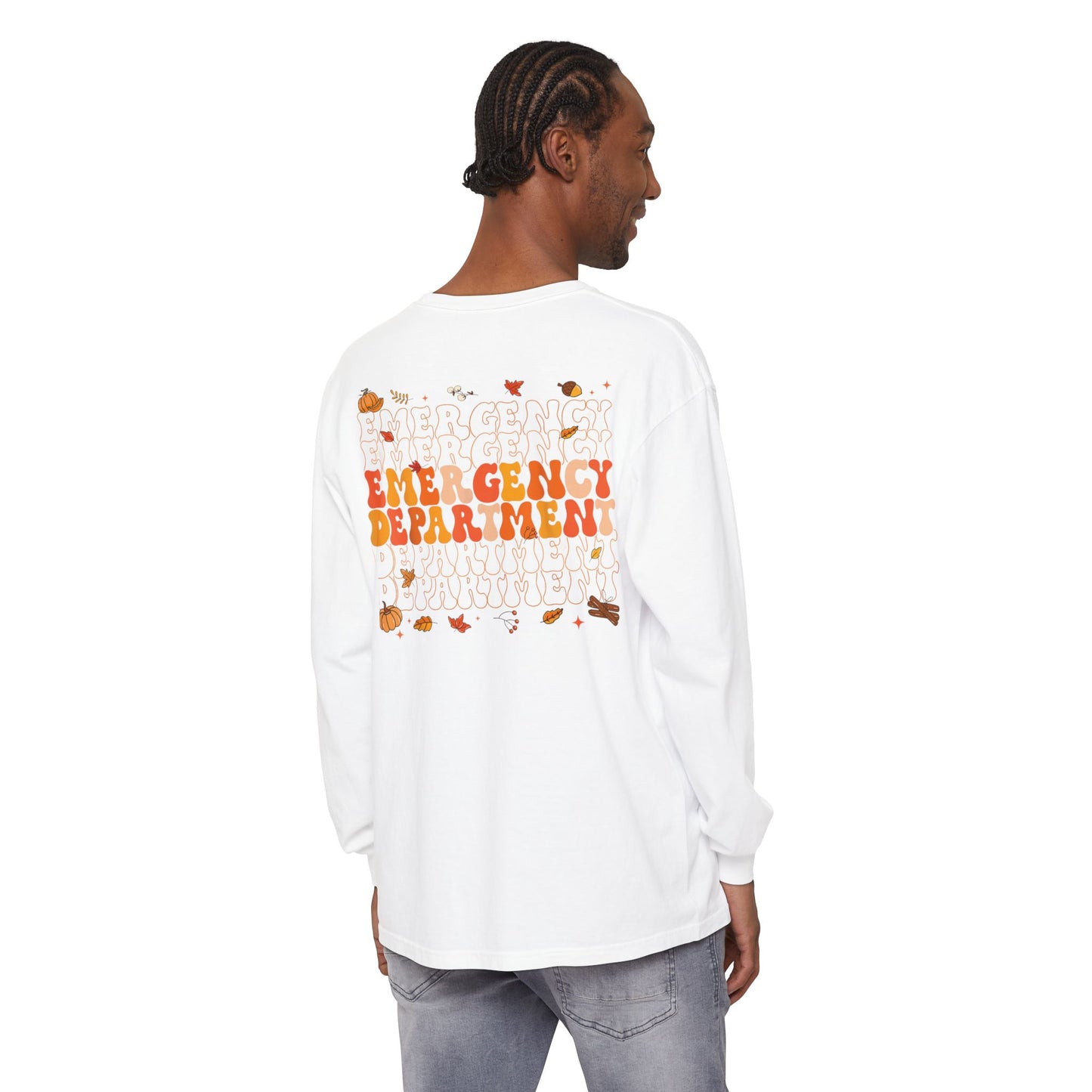 Turkey front ED sign, thanksgiving theme ED Nurse longsleeve , pediatric nurse shirt, comfort colors turkey nurse shirt, Peds nurse,fall nurse shirt