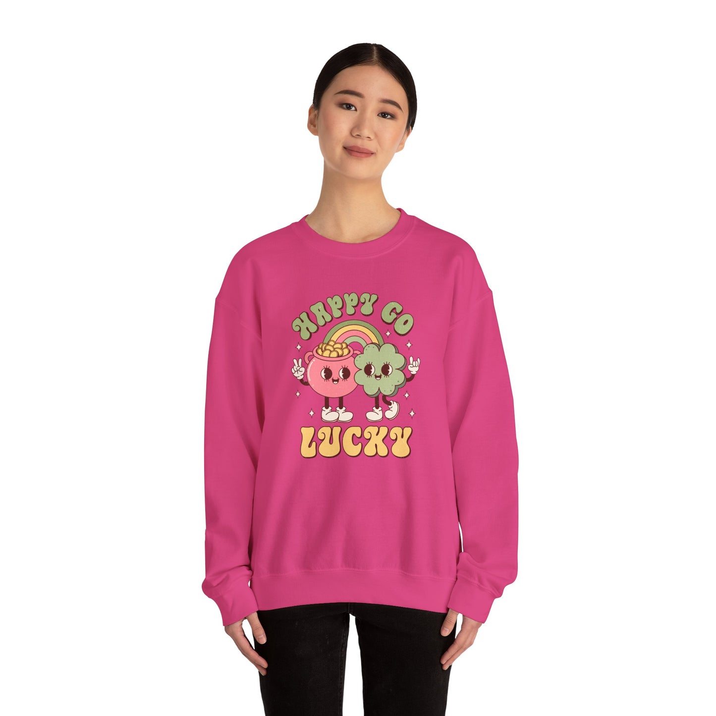 Happy Go Lucky St. Patricks Day sweatshirt, St. Pattys Nurse sweatshirt, ED RN, NICU, Teacher, Nurse Sweatshirt, Retro St. Pattys