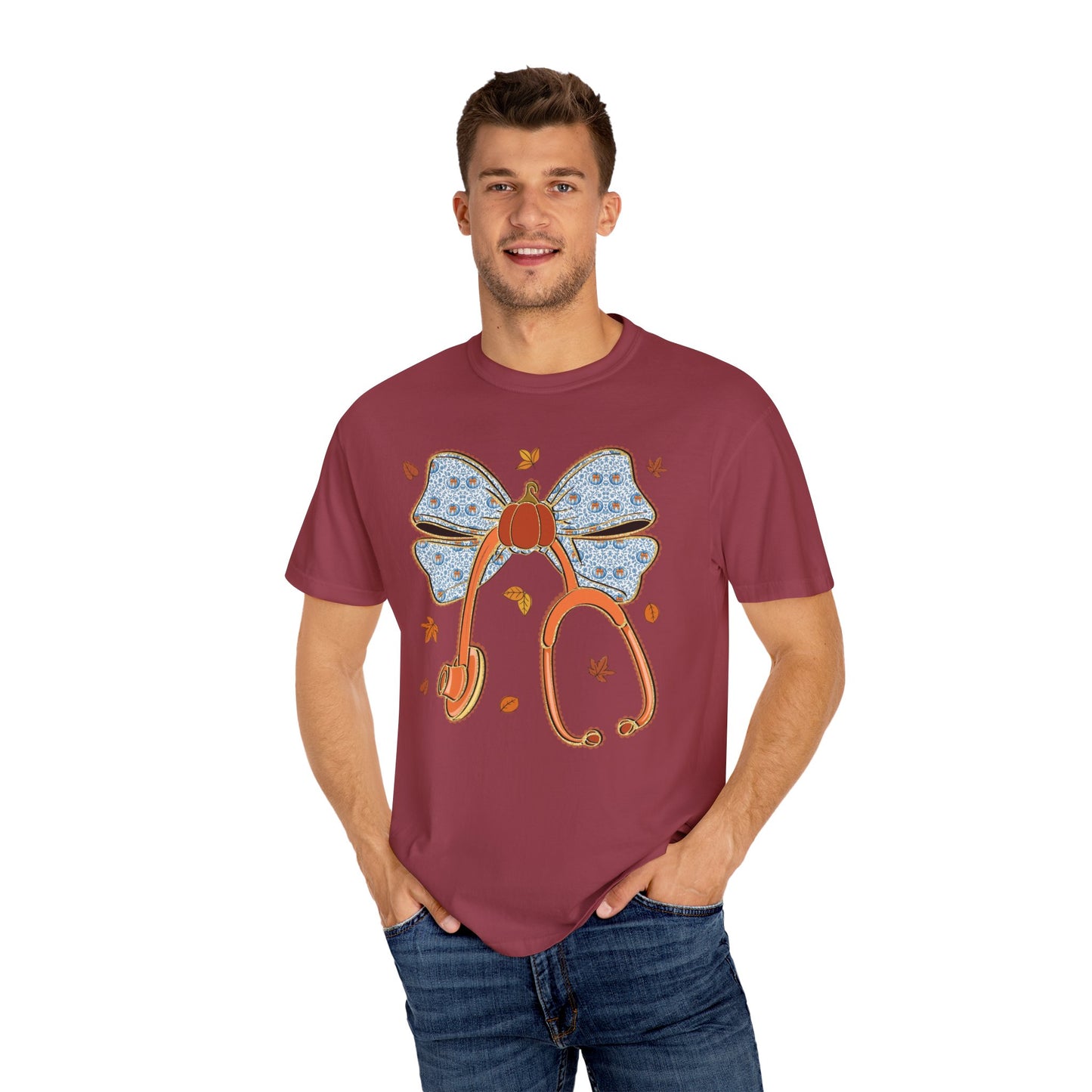 Stethoscope Bow PedsNurse Stethoscope heart, fall shirt, gift for nurse,cute holiday shirt, comfort colors, thanksgiving shirt