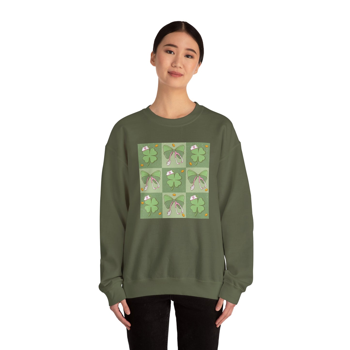 Cute Plaid Nurse St. Patricks Day Sweatshirt,  RN sweatershirt, ER Nurse, NICU Nurse, PICU nurse, clover, lucky nurse sweatshirt.