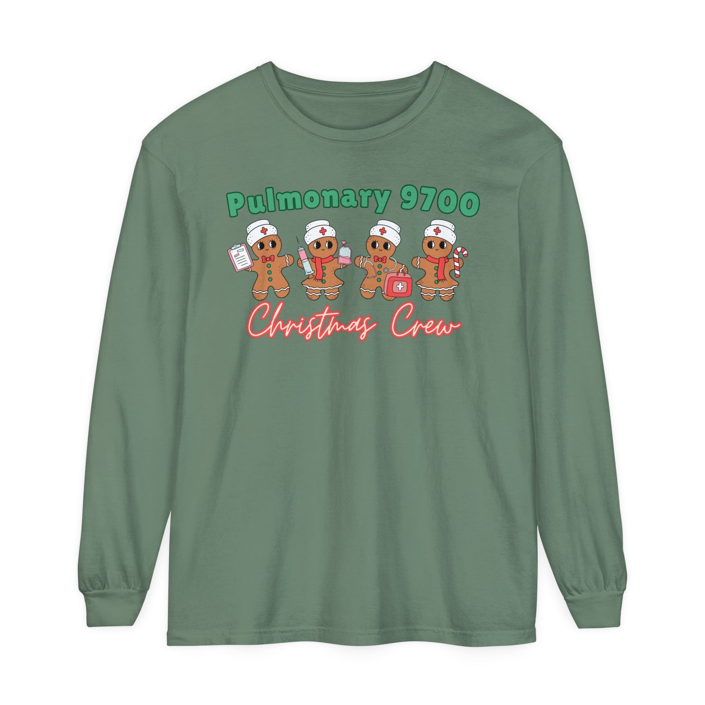 9700 Pulmonary  Nurse Christmas Long Sleeve Shirt, Gingerbread shirt, Nurse Christmas, Christmas comfort colors, Pediatric Department shirt