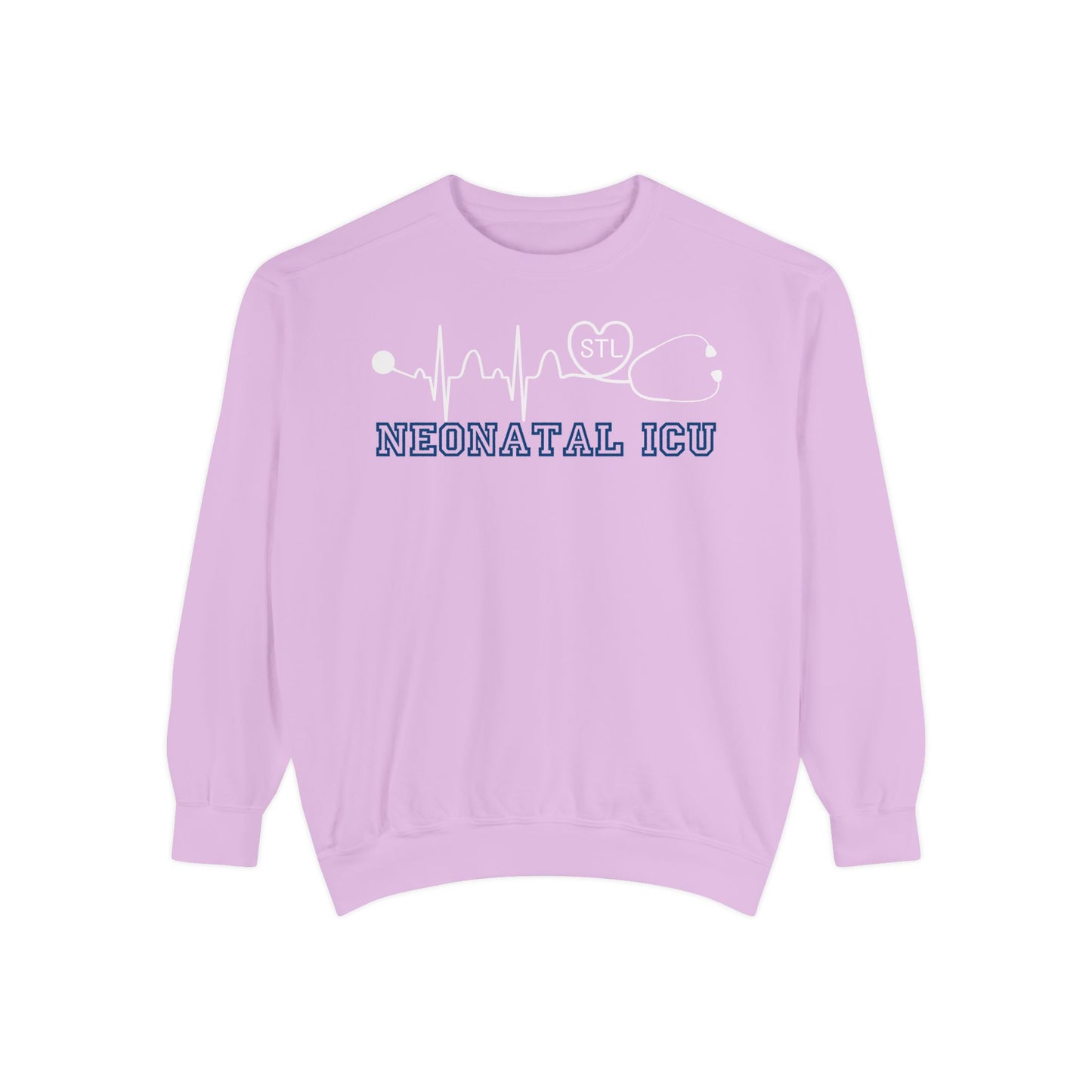 NICU STL EKG Comfort colors sweatshirt, cozy simple varsity letters EKG STL Heart Sweatshirt