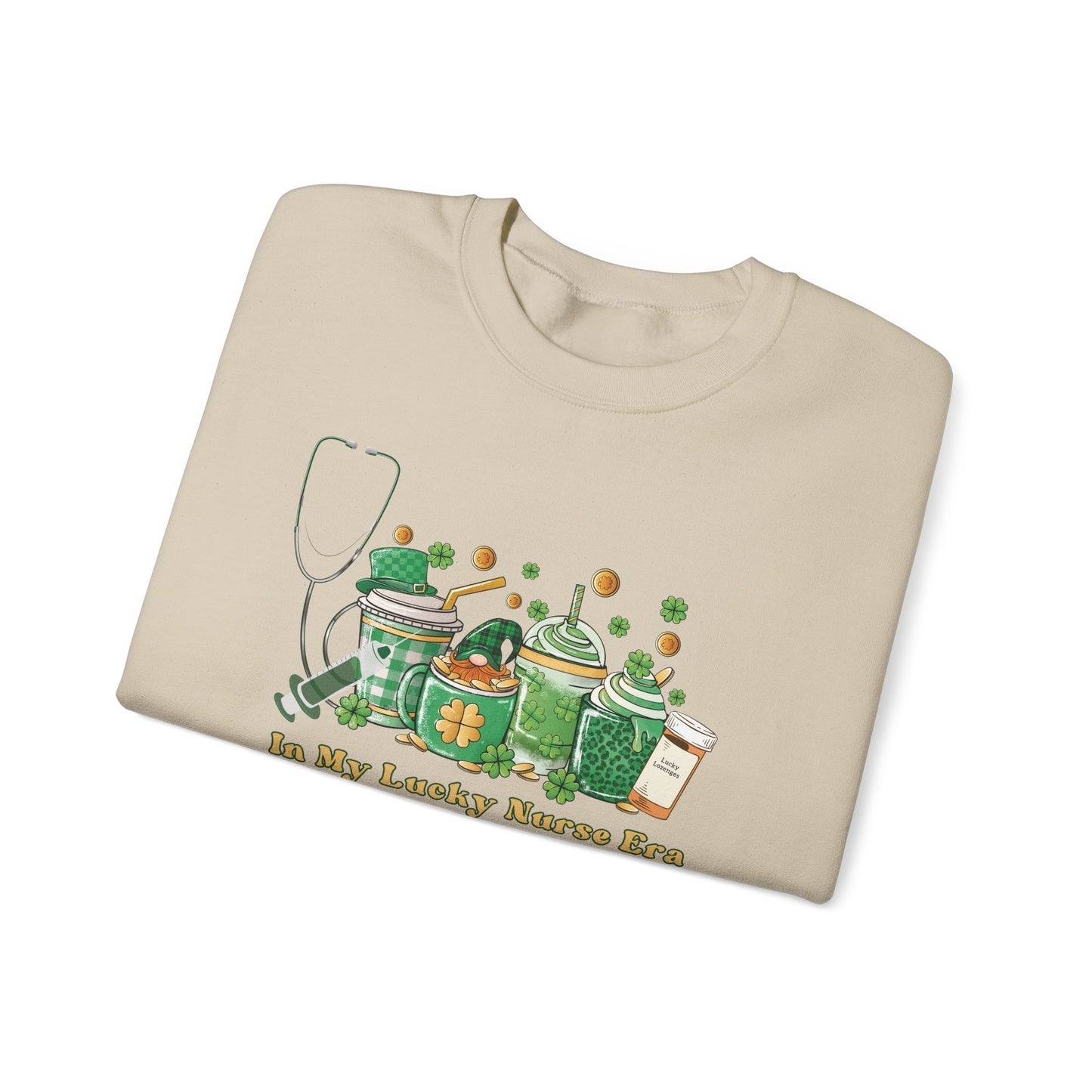 Nurse St. Patricks Sweatshirt , In my lucky Nurse Era, coffee, stethoscope, shots sweatshirt.