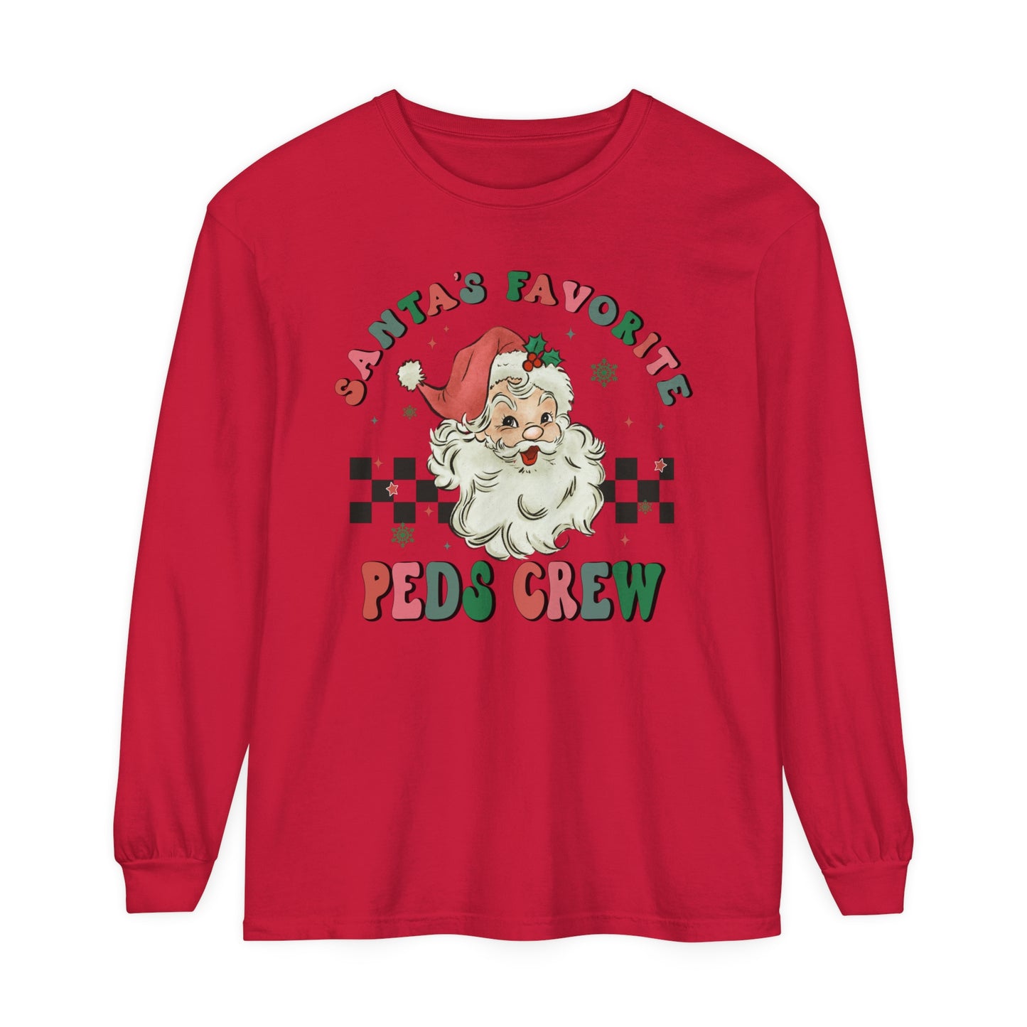 Pediatric Nurse Christmas Long Sleeve Shirt, Santa shirt, Nurse Christmas, Christmas comfort colors, Pediatric Department shirt