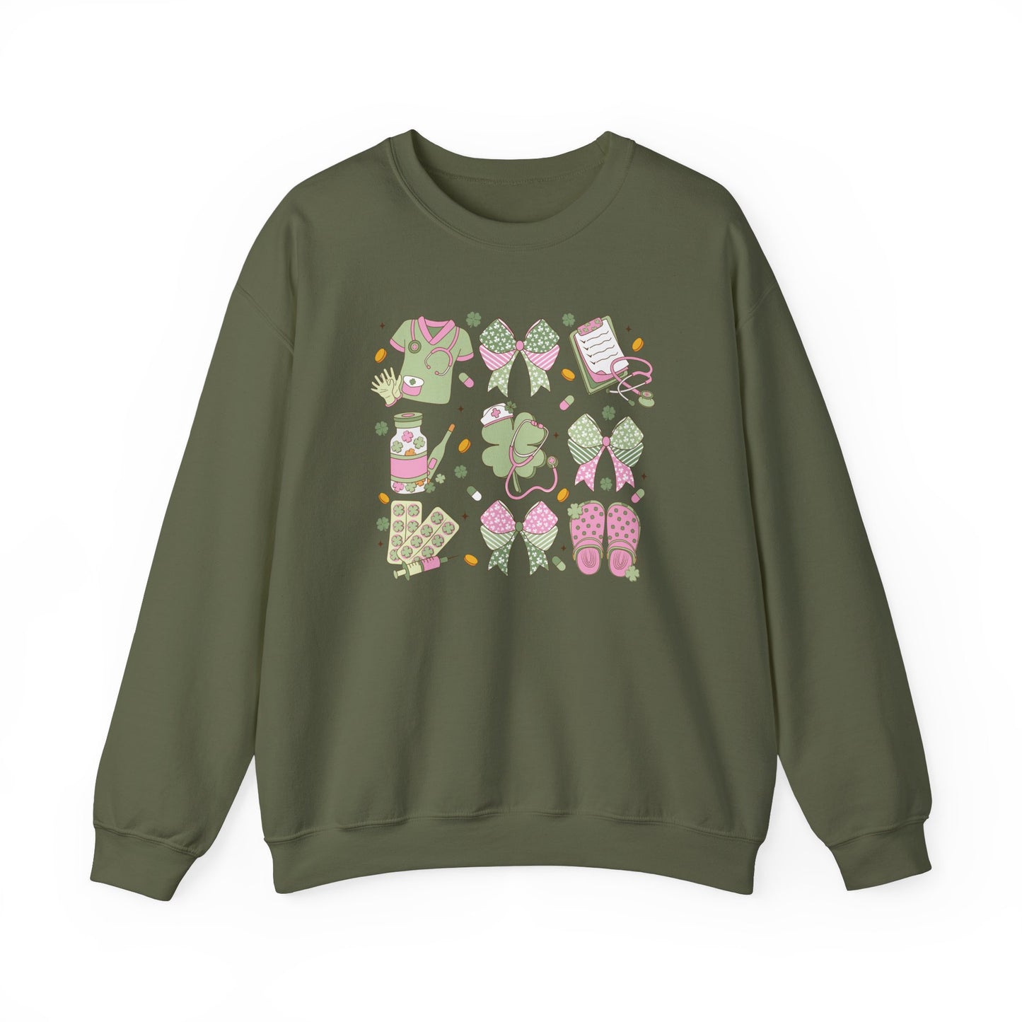 Adorable Nurse St. Patricks Day Sweatshirt,  RN sweatershirt, ER Nurse, NICU Nurse, PICU nurse, clover, lucky nurse sweatshirt.