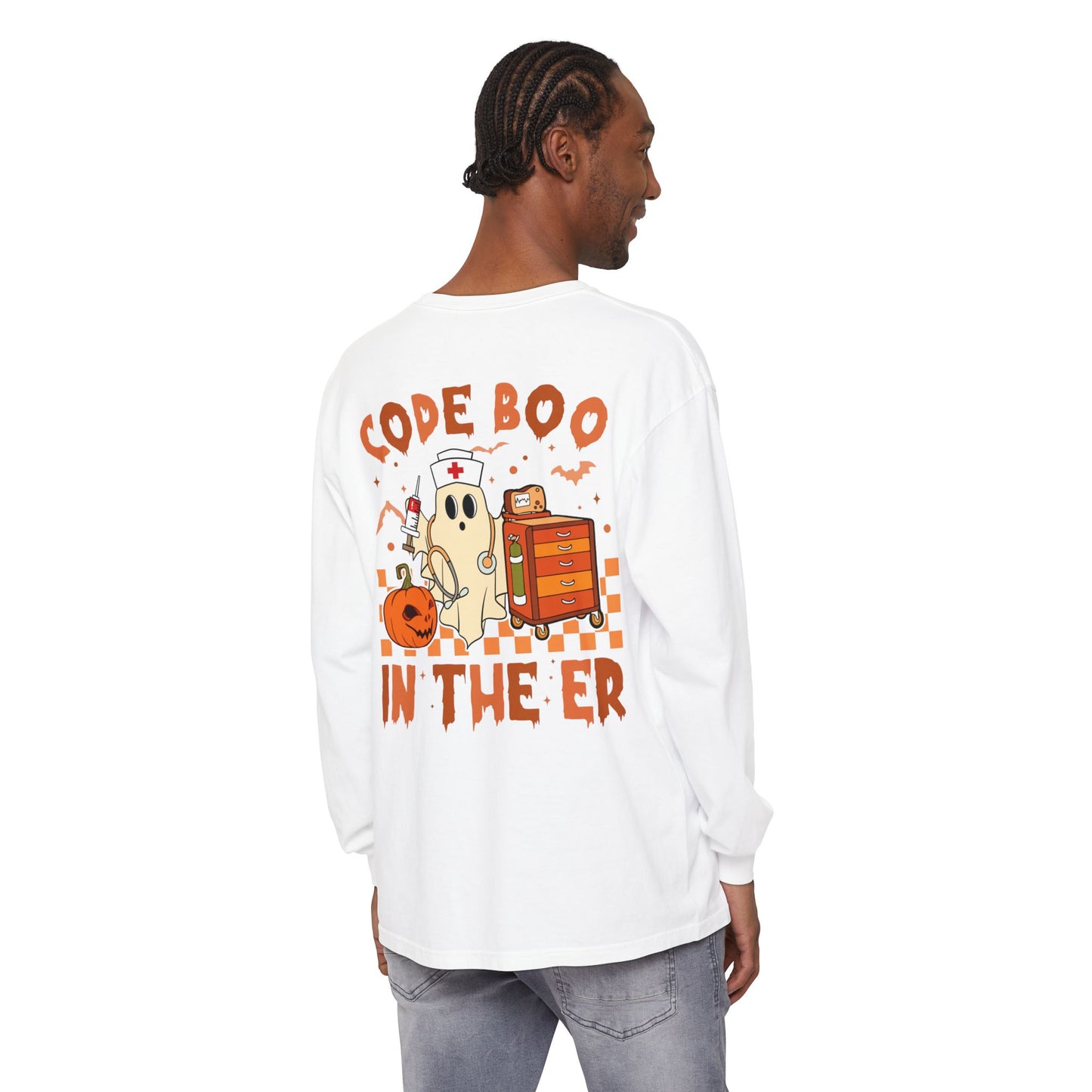 Code Boo in the ER, pediatric nurse Halloween shirt,, Comfort colors ghost nurse shirt, Peds nurse , Spooky nurse shirt