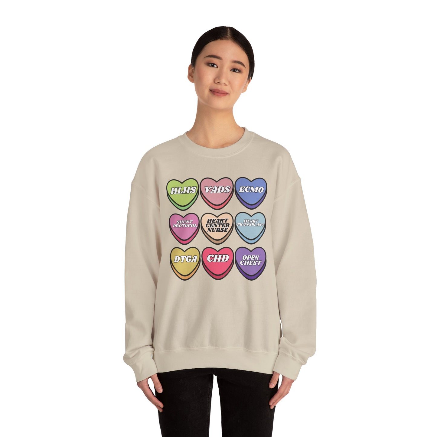 Heart Center Nurse Valentine’s Day Sweatshirt, Cute Candy Heart Sayings, match your coworkers this Valentine’s Day