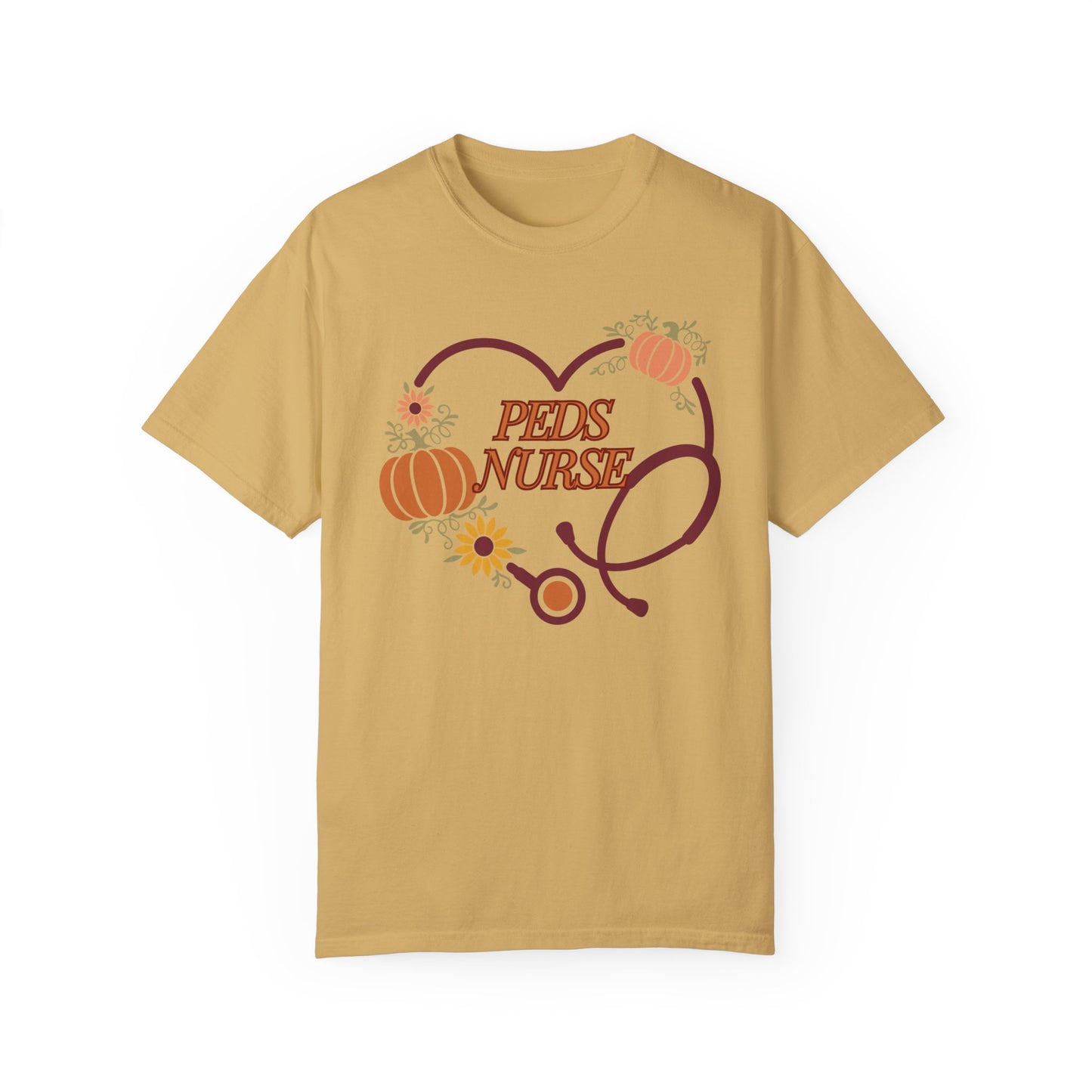 Fall PedsNurse Stethoscope heart, fall shirt, gift for nurse,cute holiday shirt, comfort colors