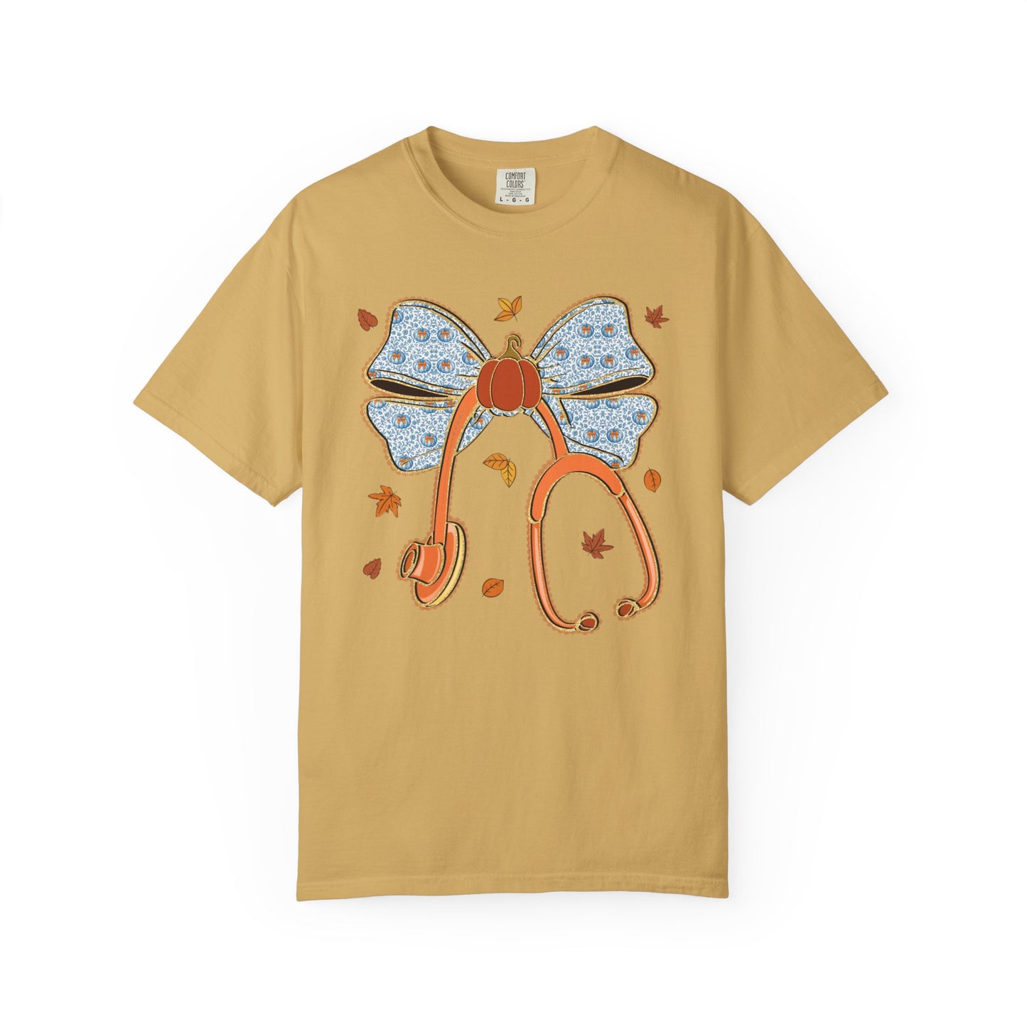 Stethoscope Bow PedsNurse Stethoscope heart, fall shirt, gift for nurse,cute holiday shirt, comfort colors, thanksgiving shirt